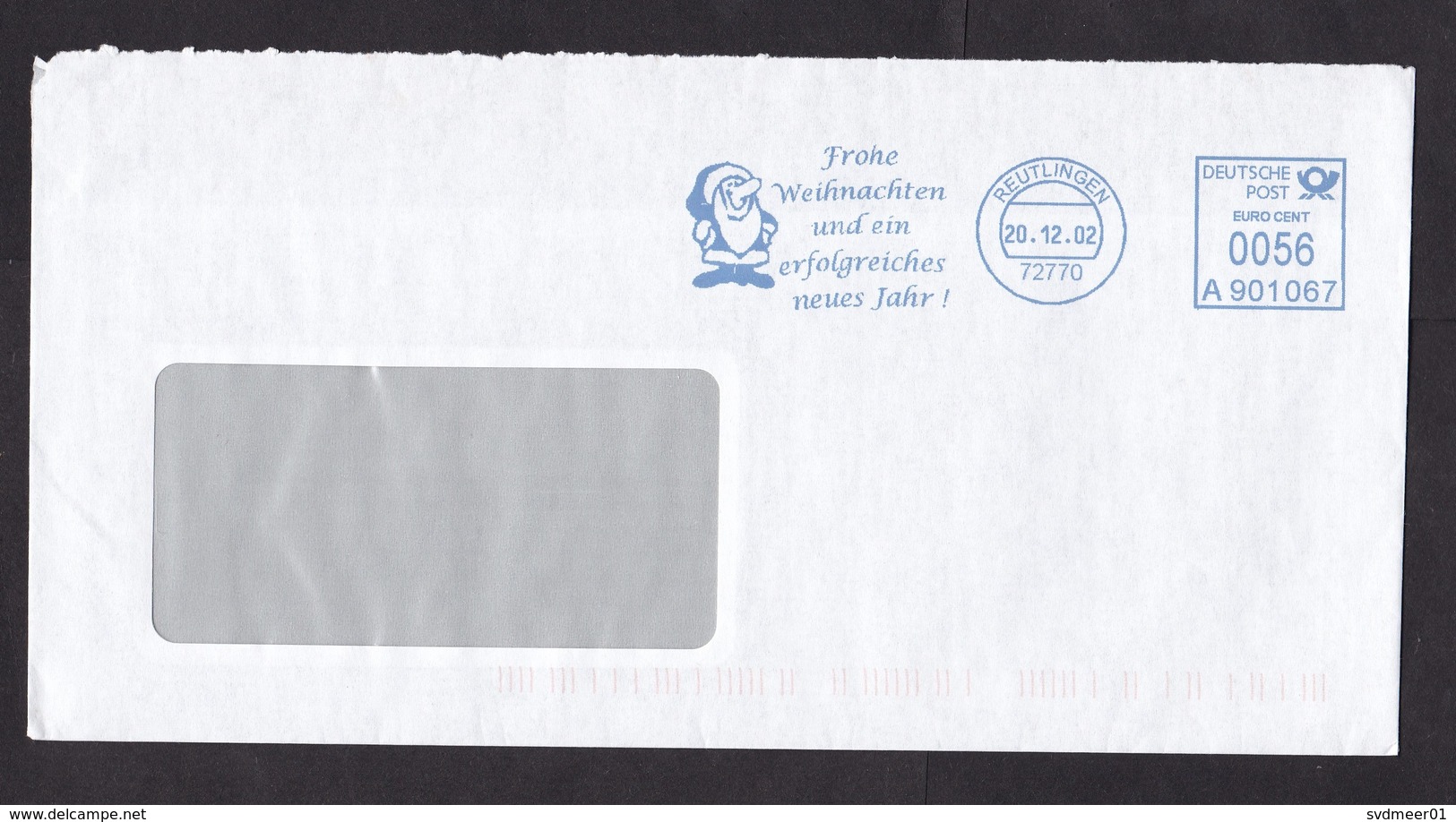 Germany: Cover, 2002, Meter Cancel, Merry Christmas & Happy New Year, Santa Claus (backflap Missing) - Brieven En Documenten