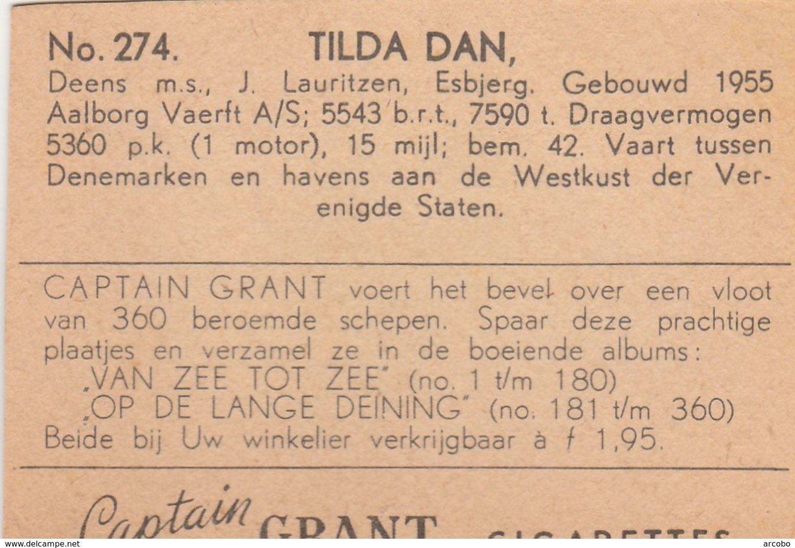 TILDA DAN, Lauritzen Esbjerg Denmark 1955,Captain Grant Virginia Cigarettes - Other & Unclassified