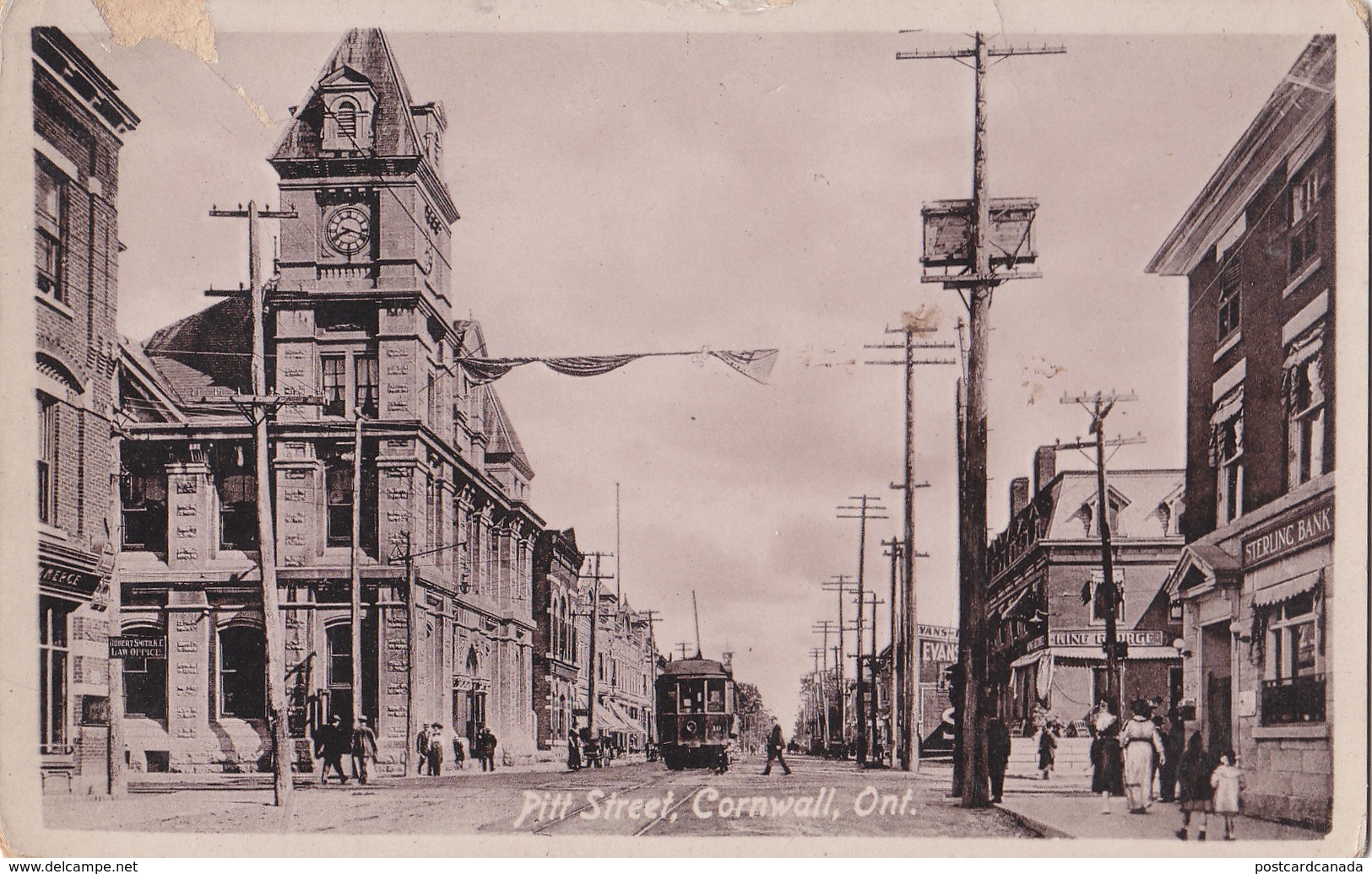 RPPC REAL PHOTO POSTCARD CORNWALL ON STREETCAR - North Bay