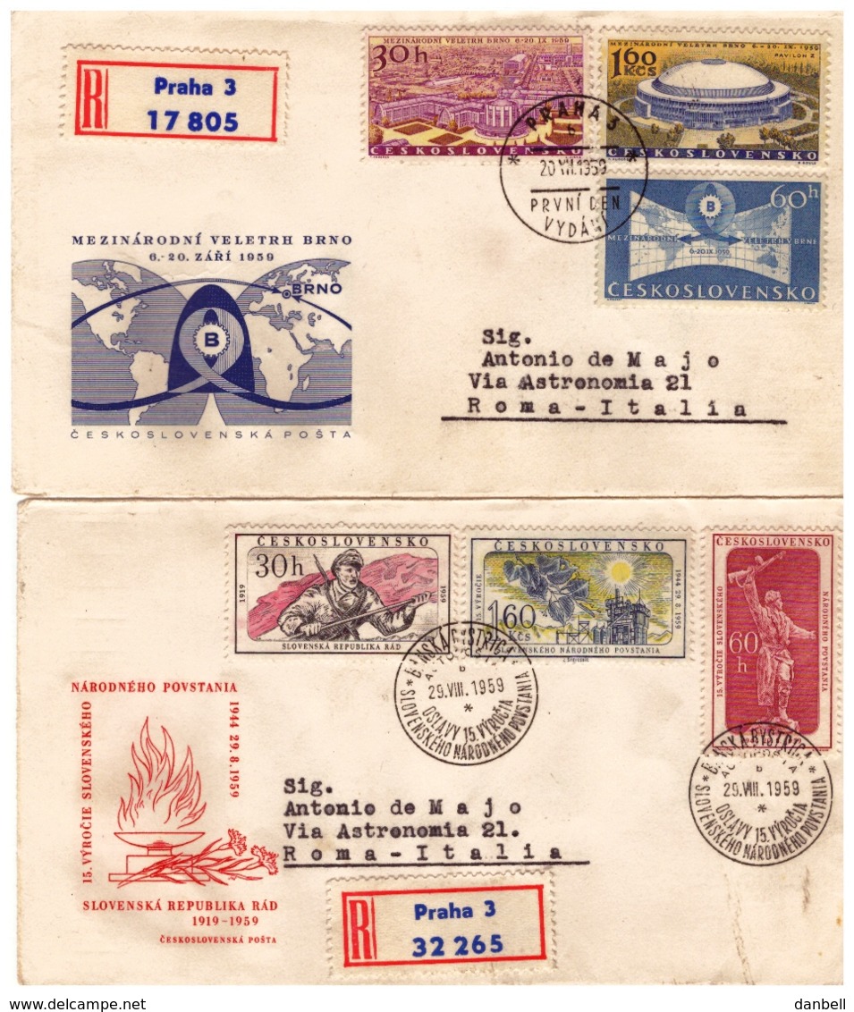 MG202)CECOSLOVACCHIA 1959 Lotto 6 FDC Raccomandate Viaggiate 1959    3 Serie Complete Tatra National Park - Briefe U. Dokumente