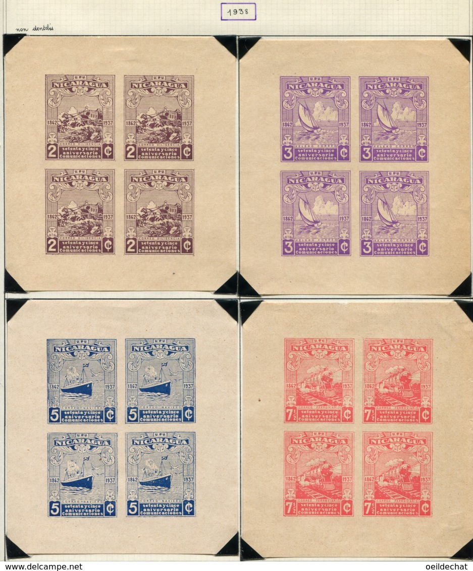 13274 NICARAGUA Collection Vendue Par Page BF 29/34 (*) Non Dentelés :  75 Ans Du Service Postal   1938    B/TB - Nicaragua