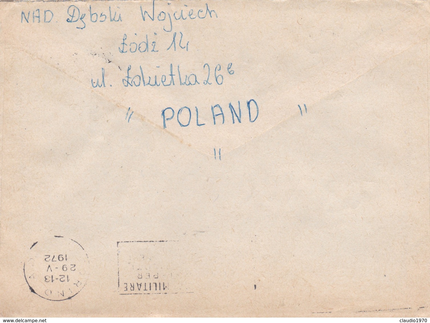 BUSTA VIAGGIATA PAR AVION - POLONIA  - VIAGGIATA PER MONDIAL PISTON -TORINO / ITALIA - Storia Postale