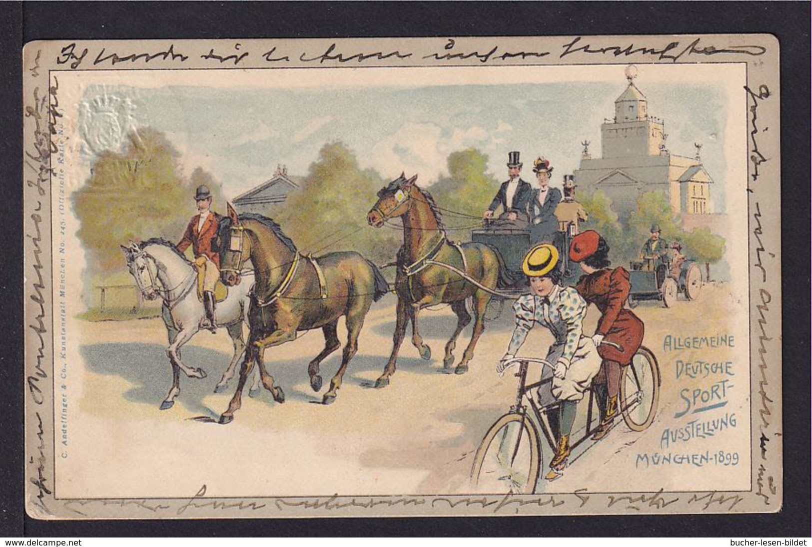 1899 - 5 Pf. Privat Ganzsache "Sportausstellung München - Tandem" - Gebraucht - Vélo