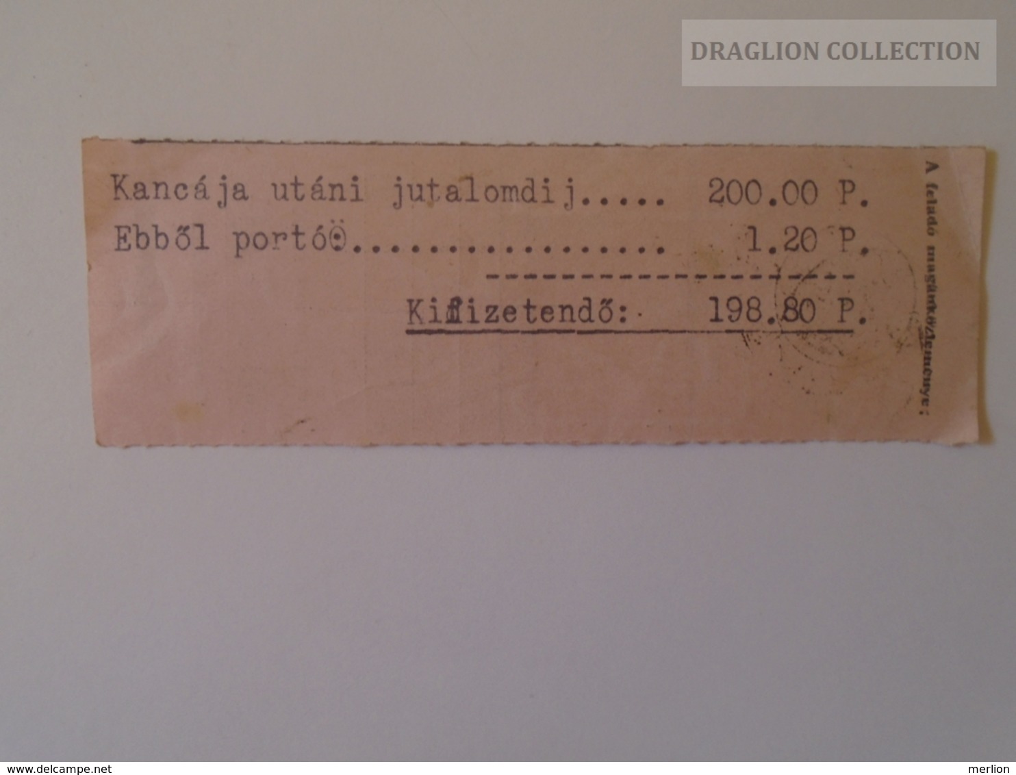 KA406.5  Recepit  M.kir. állami Méntelepparancsnokság (Military) GYÖNGYÖS  Hungary  -1938  200P Prize Paid For Mare WWII - Cheques & Traveler's Cheques