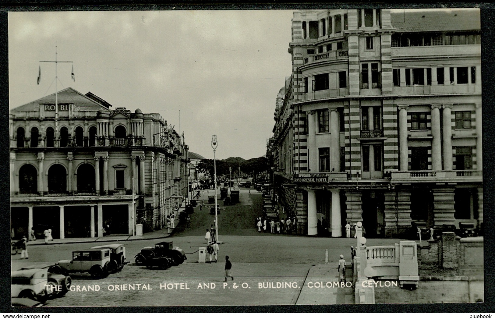 Ref 1303 - Real Photo Postcard - Cars Grand Oriental Hotel - P & O Bulidling Colombo Ceylon Sri Lanka - Sri Lanka (Ceylon)