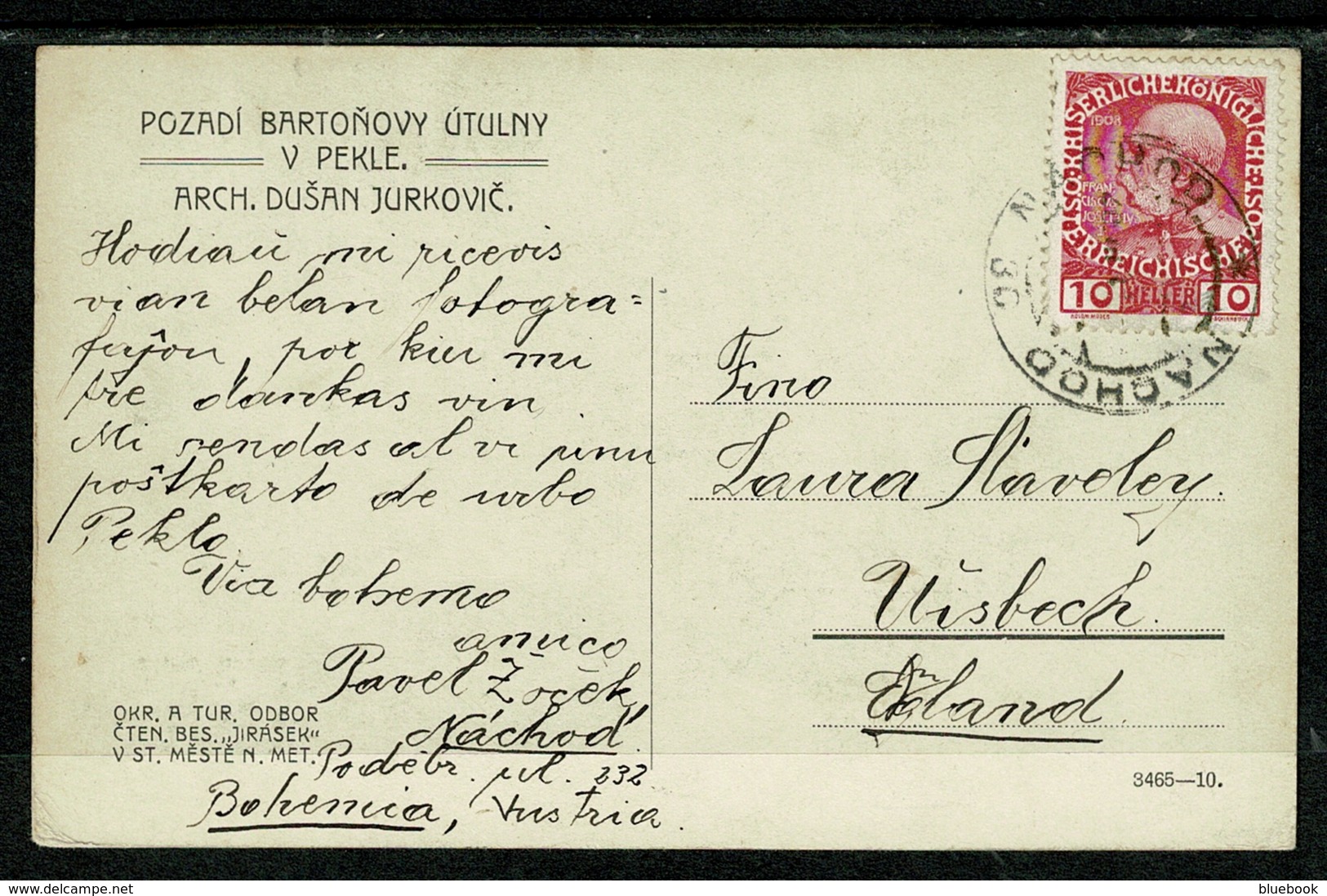 Ref 1303 - Early Postcard - Pozadi Bartonovy Utulny - Nachod Bopmemia Now Czech Republic - Austria Stamp - Other & Unclassified