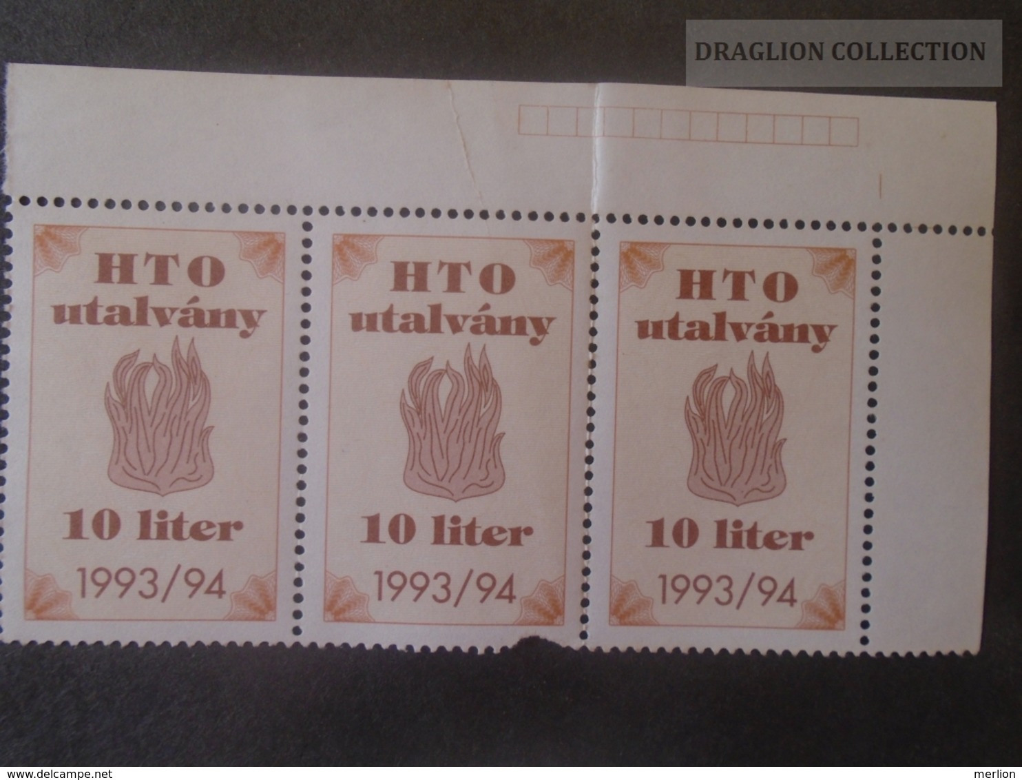 KA406.7 Hungary  HTO Utalvány  10 Liter  1993/93  Lot Of 3 Pcs - Other & Unclassified