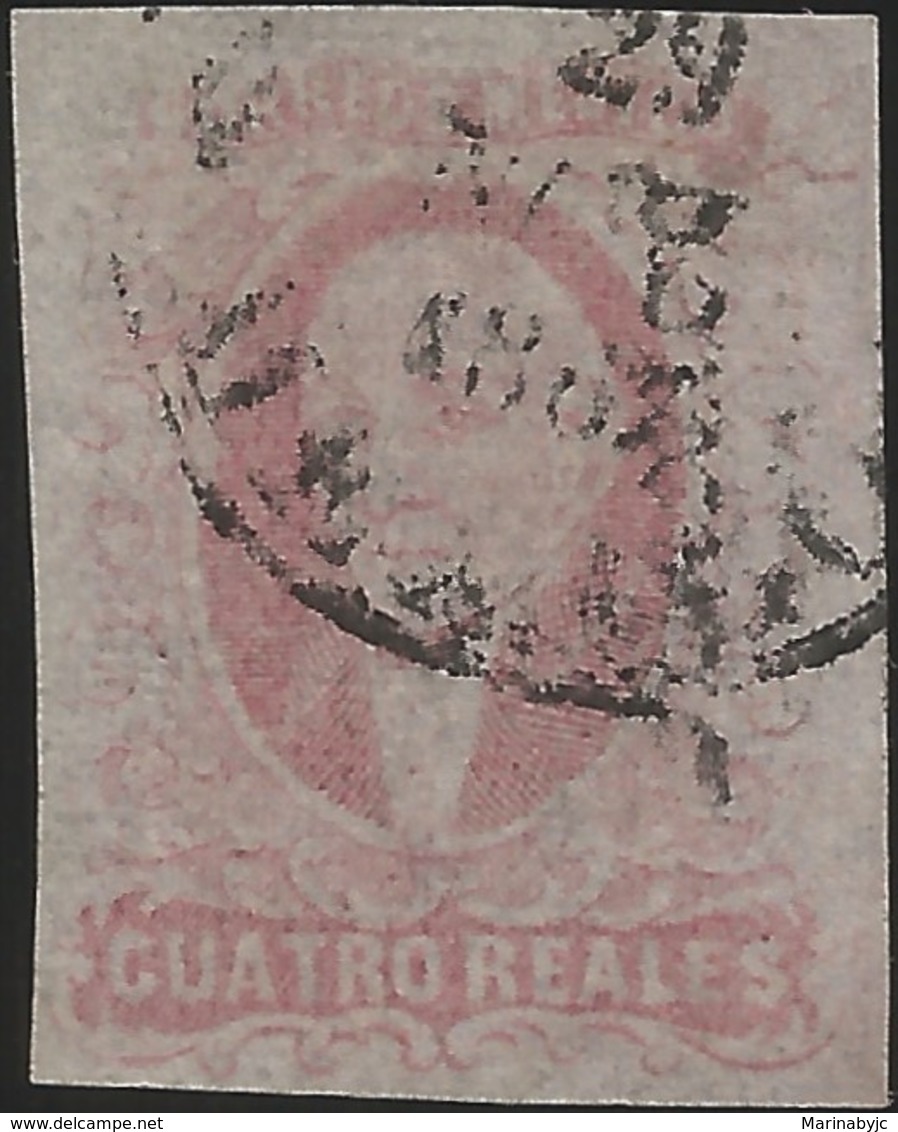 J) 1861 MEXICO, HIDALGO, 4 REALES RED, MEXICO GOTHIC, CIRCULAR CANCELLATION, MN - Mexico