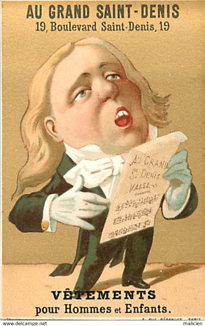 - Chromos- Ref-chA408- Au Grand Saint Denis - Bd St Denis - Paris -  Calendrier 1881 - 6 Mois - Tenor - Fond Doré - - Autres & Non Classés