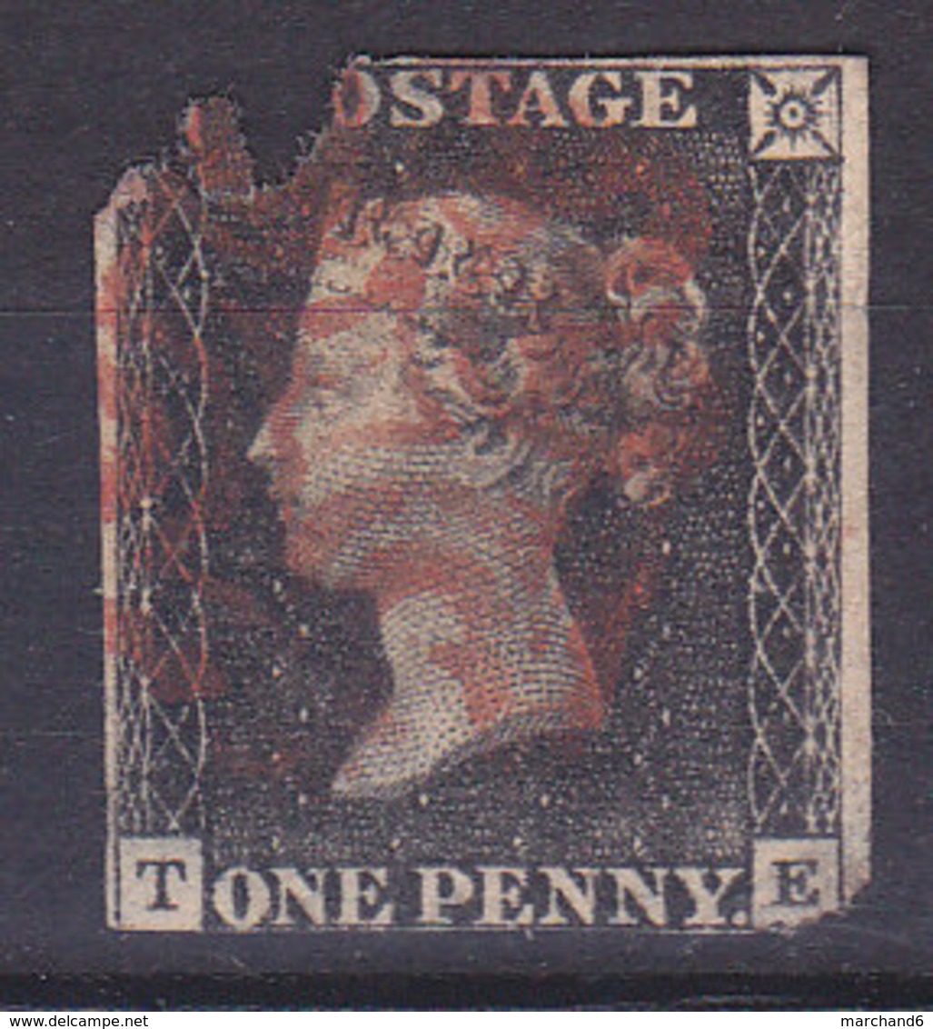 Grande Bretagne Victoria Filigrane Petite Couronne Black Penny 1p Noir N°1 Oblitéré Cote 325,00 Obli Carmin - Used Stamps