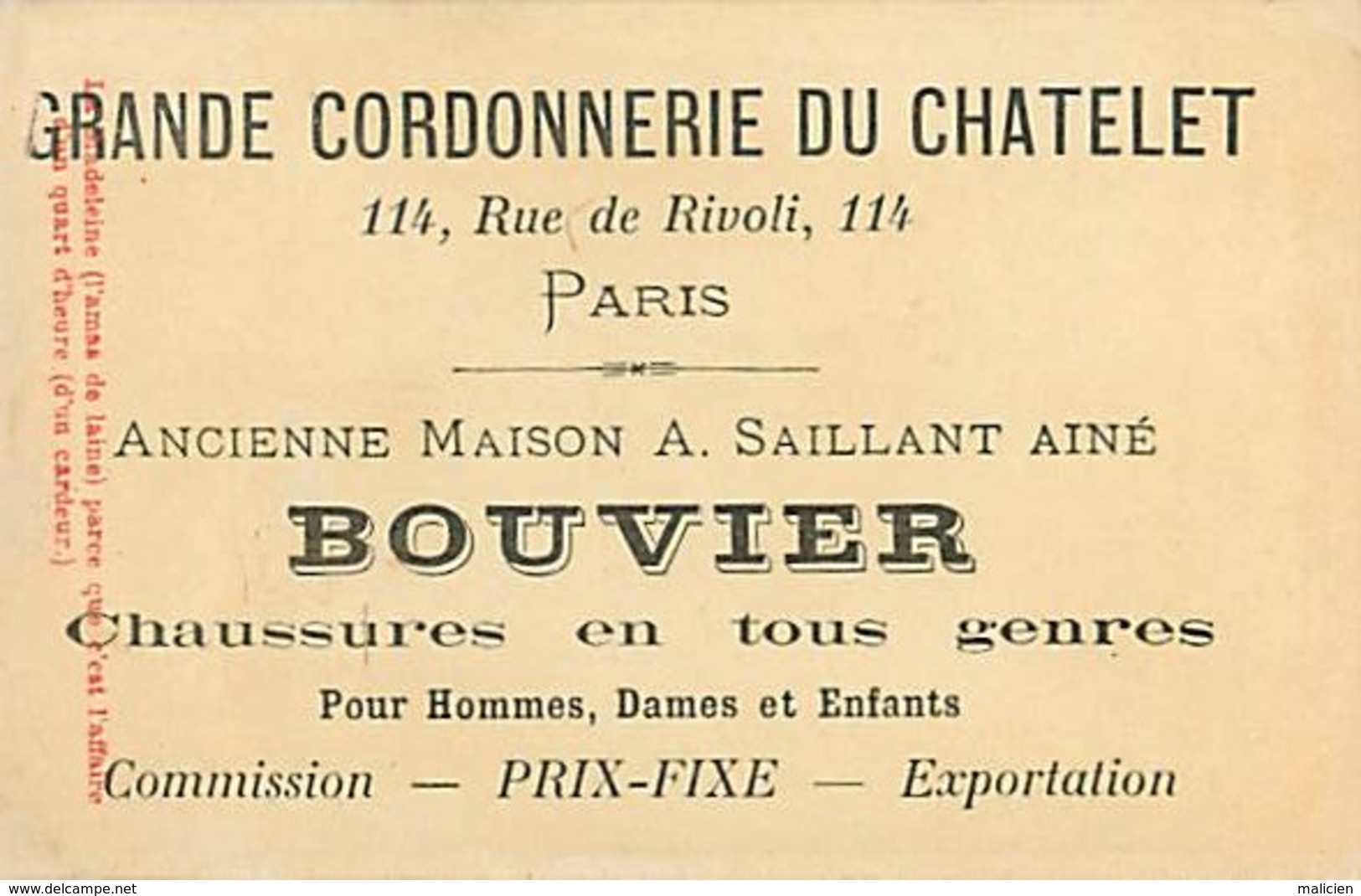 - Chromos- Ref-chA406- Bouvier - Grande Cordonnerie Du Chatelet - Rue De Rivoli - Paris / Cardeur - Metiers - Devinette - Autres & Non Classés