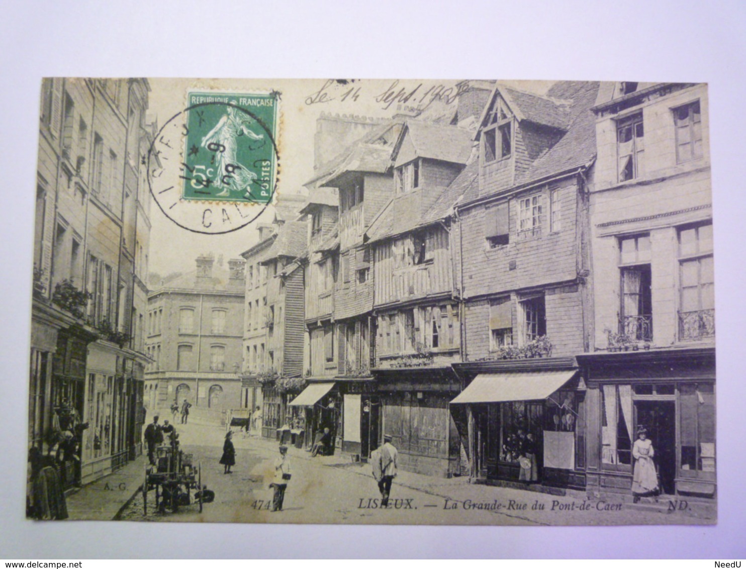 GP 2019 - 1577  LISIEUX  (Calvados)  :  La Grande-Rue Du Pont-de-Caen   1906   XXX - Lisieux