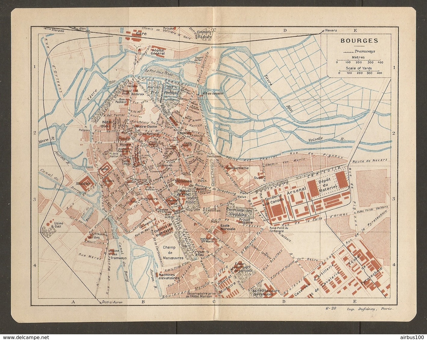 CARTE PLAN 1920 - BOURGES FONDERIE De CANONS ARSENAL CASERNE De VIEL CASTEL ECOLE De PYROTECHNIE - Topographical Maps