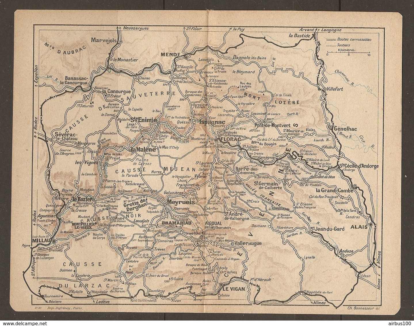 CARTE PLAN 1921 - CAUSSES MEJEAN De SAUVETERRE LARZAC Le VIGAN ISPAGNAC AIGOUAL ALAIS - Topographical Maps