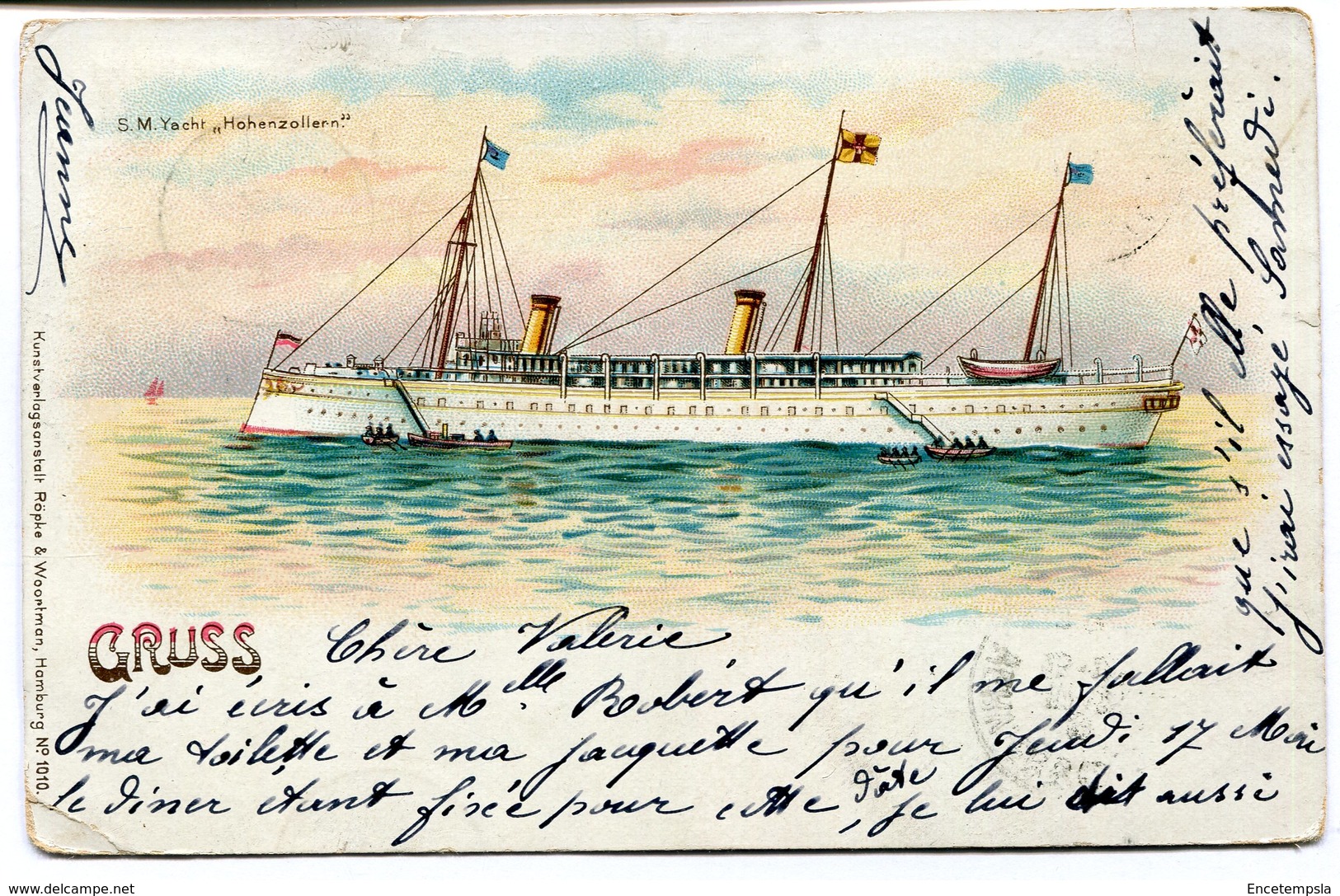 CPA - Carte Postale - S.M Yacht "Hohenzollern" - Gruss - Bateau - 1900 (B8922) - Autres & Non Classés