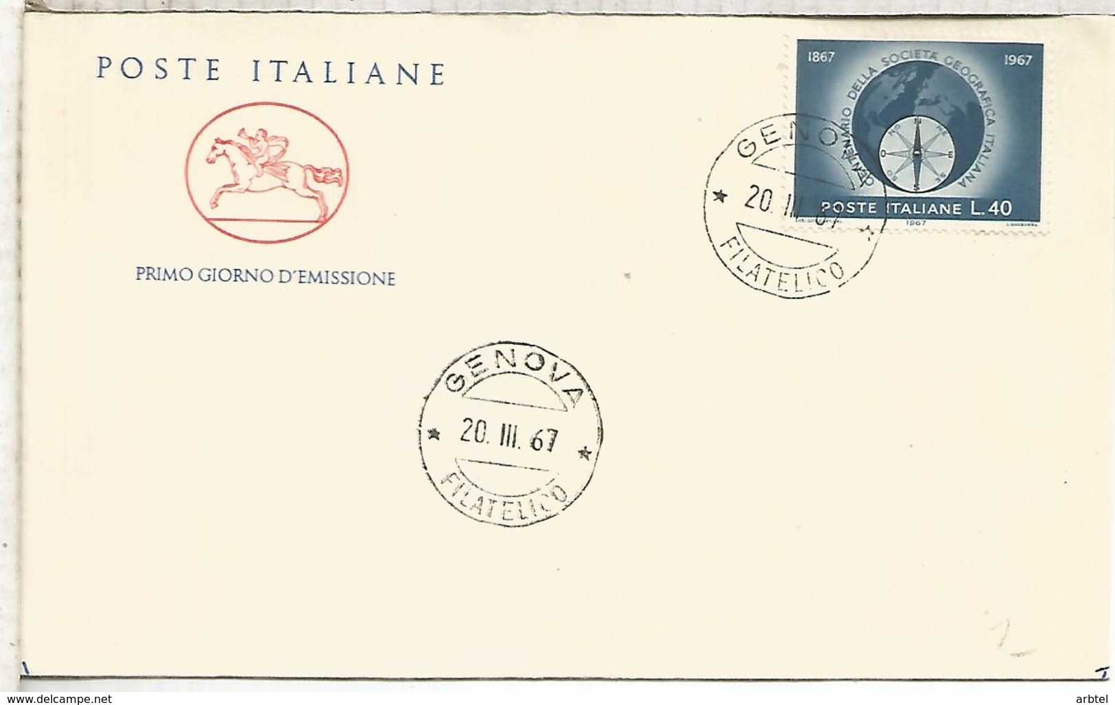 ITALIA FDC GENOVA SOCIEDAD GEOGRAFICA ITALIANA - Geografía