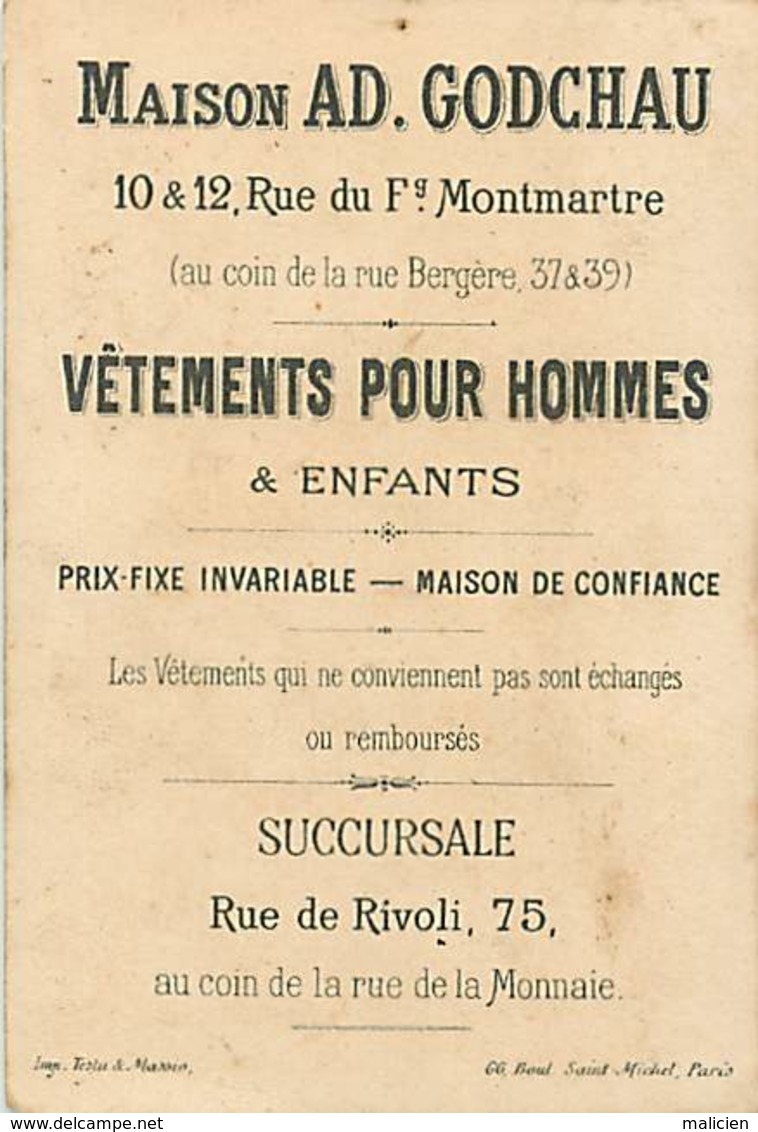 - Chromos- Ref-chA397- Ad. Godchau -vêtements Hommes-rue Montmartre - Paris / Jeu De Colin Maillard - Jeux - Fond Doré - - Autres & Non Classés