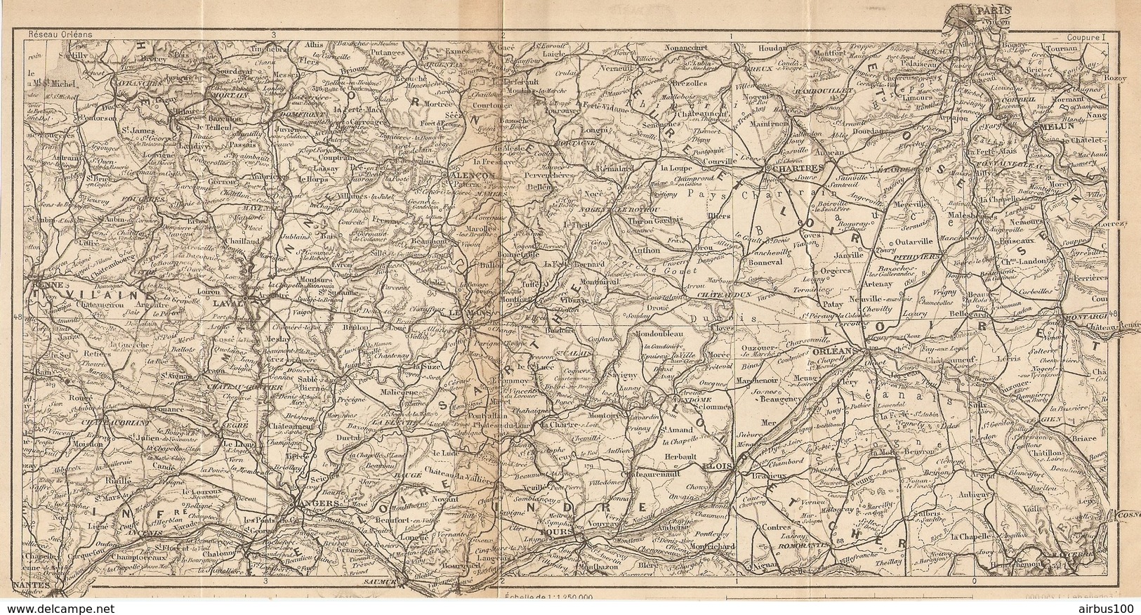 CARTE PLAN 1921 - CHEMIN De FER RESEAU ORLEANS - LOIR LOIRET INDRE ORNE EURE Et LOIR SEINE Et OISE LOIRE - Topographical Maps