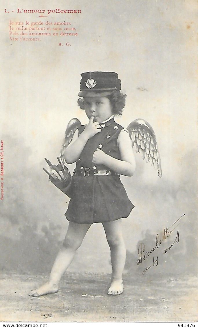 BERGERET LAMOUR POLICEMAN FILLETTE ANGE - Bergeret