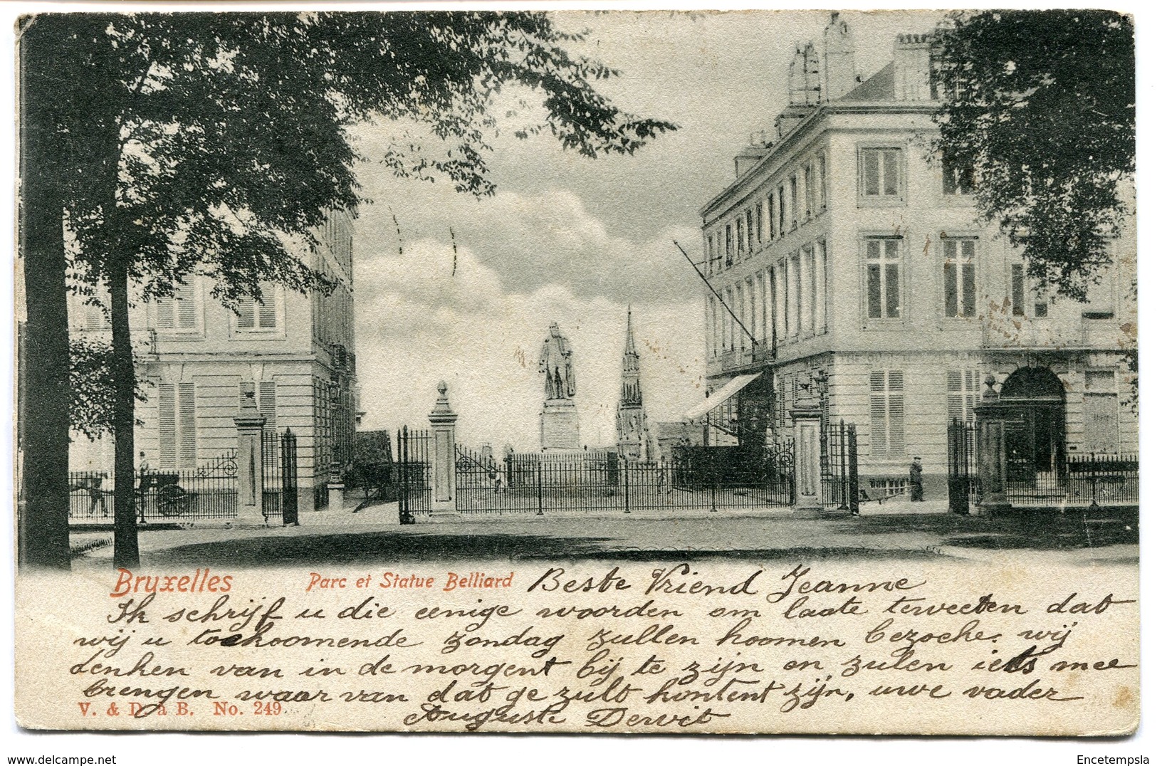 CPA - Carte Postale - Belgique - Bruxelles - Parc Et Statue Belliard - 1903 (B8925) - Parks, Gärten