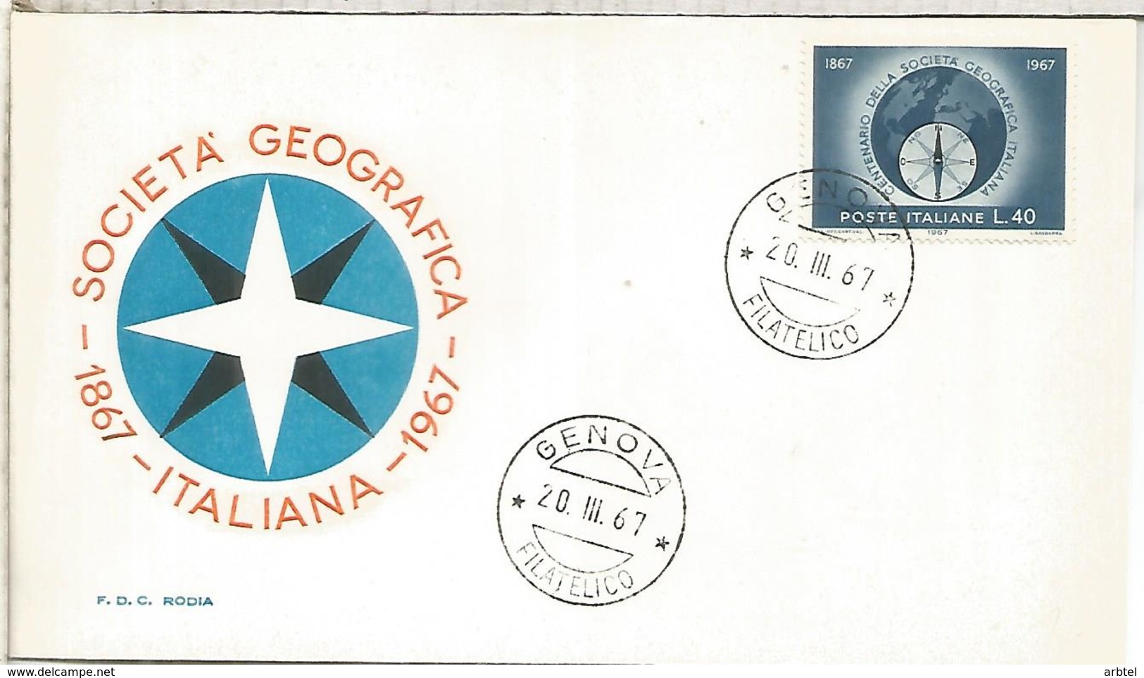 ITALIA FDC GENOVA SOCIEDAD GEOGRAFICA ITALIANA - Geography