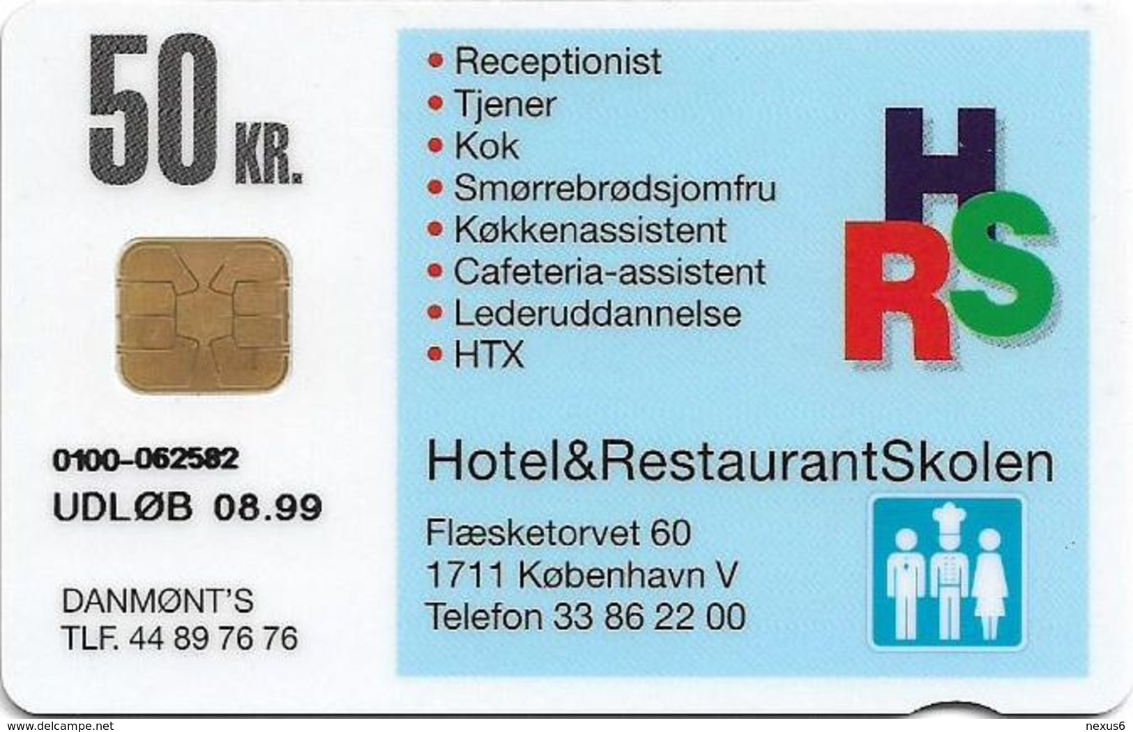 Denmark - Danmønt - Hotel & Restaurant School - DD179 - 50Kr. Exp. 08.1999, 1.500ex, Used - Denmark