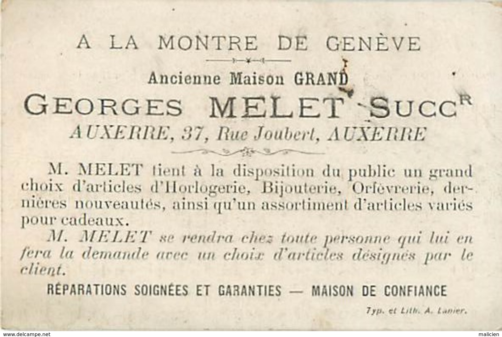 - Chromos- Ref-chA392- à La Montre De Genève - Maison Grand - Melet Succ. - Auxerre - Yonne -/ Coffre Fort - Pierrots - - Autres & Non Classés