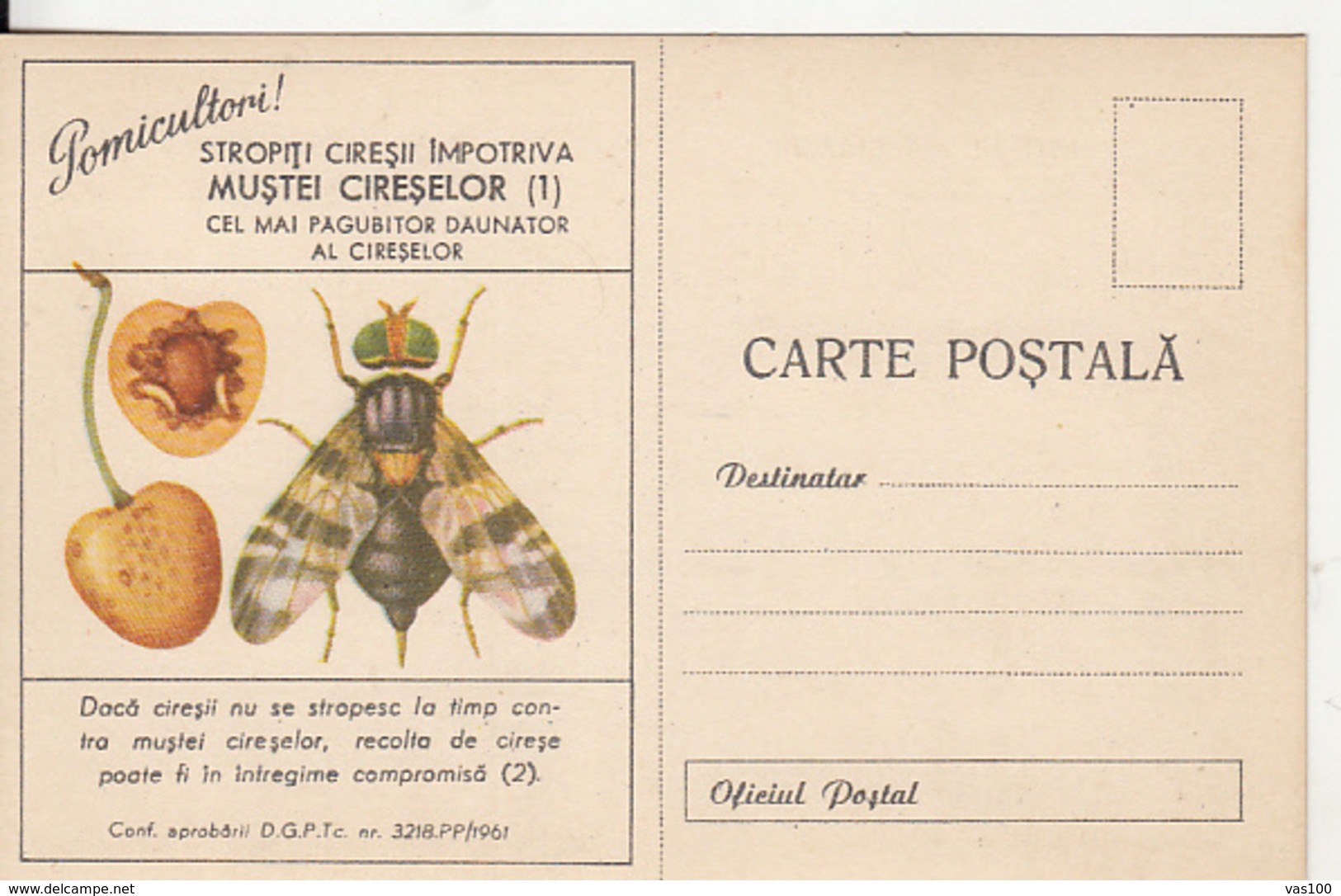 CPA AGRICULTURE, PESTS ADVERTISING, CHERRY FRUIT FLY - Cultures