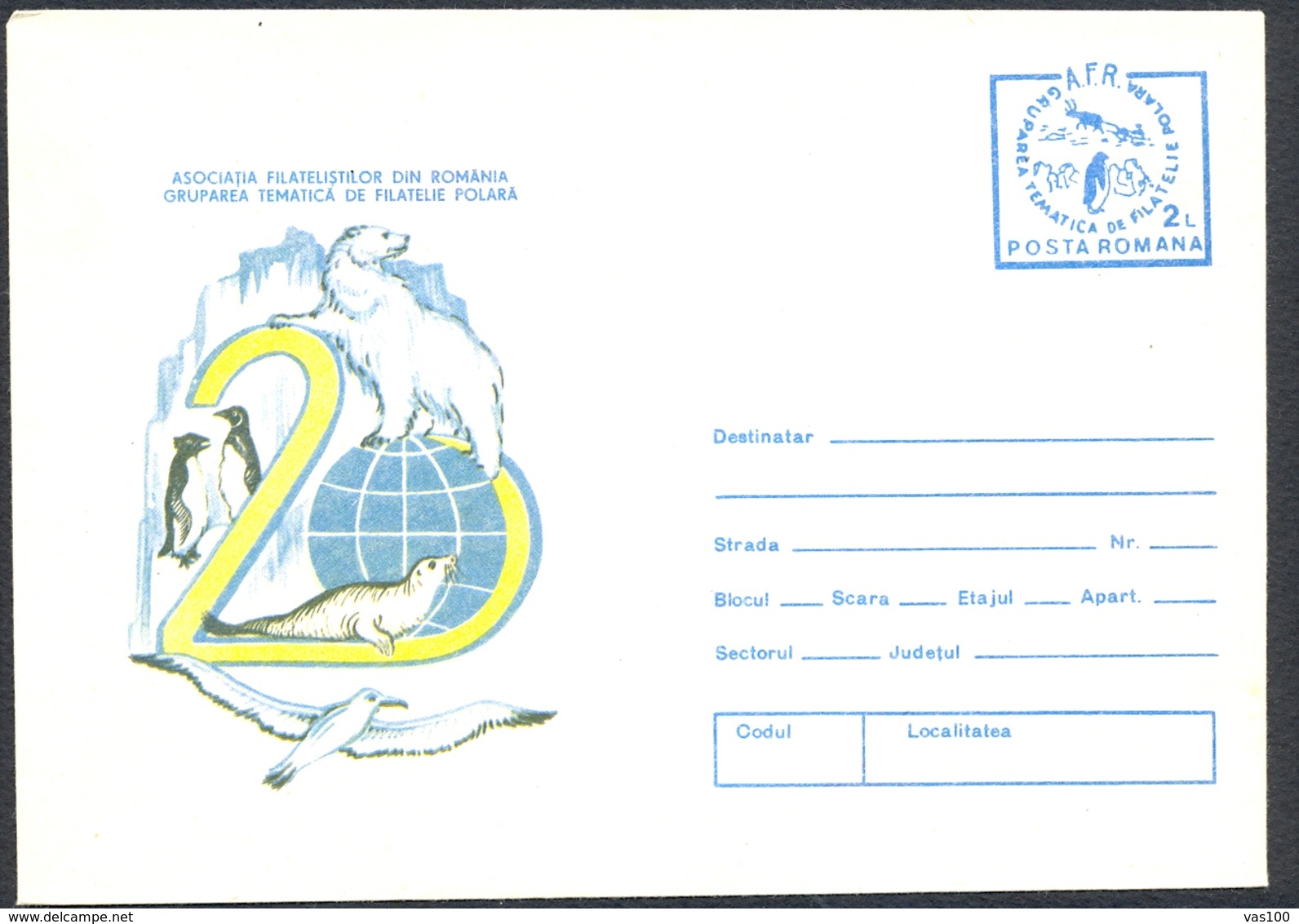 POLAR PHILATELIC EXHIBITION, PENGUIN, SEAL, BEAR, COVER STATIONERY, ENTIER POSTAL, 1988, ROMANIA - Events & Commemorations