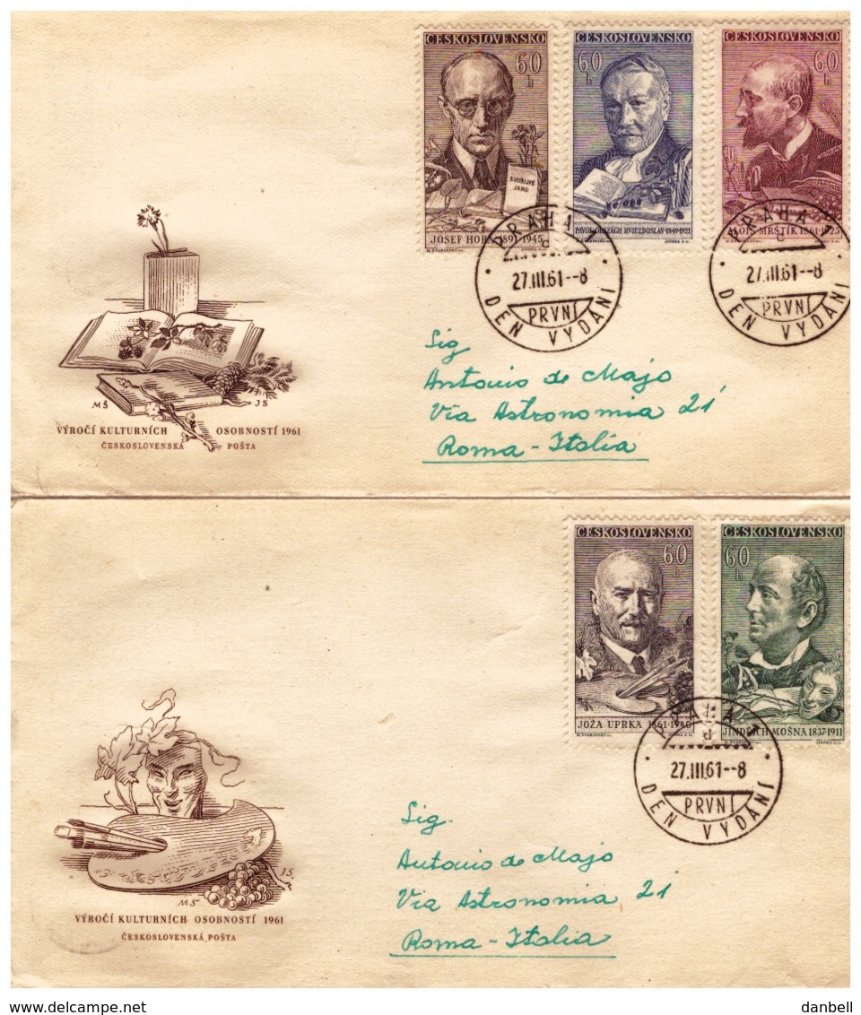 MG211)CECOSLOVACCHIA 1961  Lotto 5 FDC Raccomandate Viaggiate 2 Serie Complete - Storia Postale