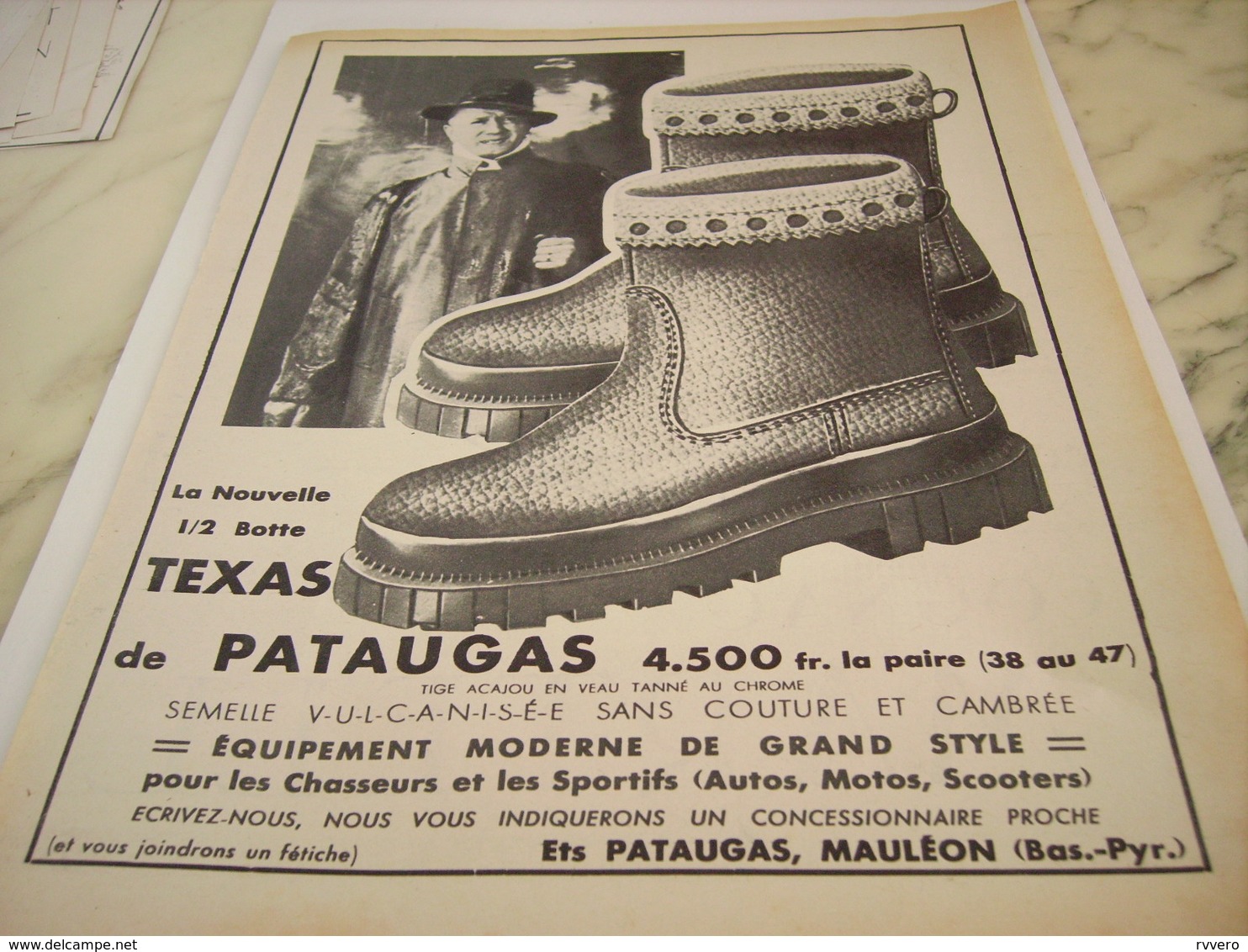 ANCIENNE PUBLICITE  CHAUSSURE PATAUGAS DE MAULEON 1954 - Other & Unclassified