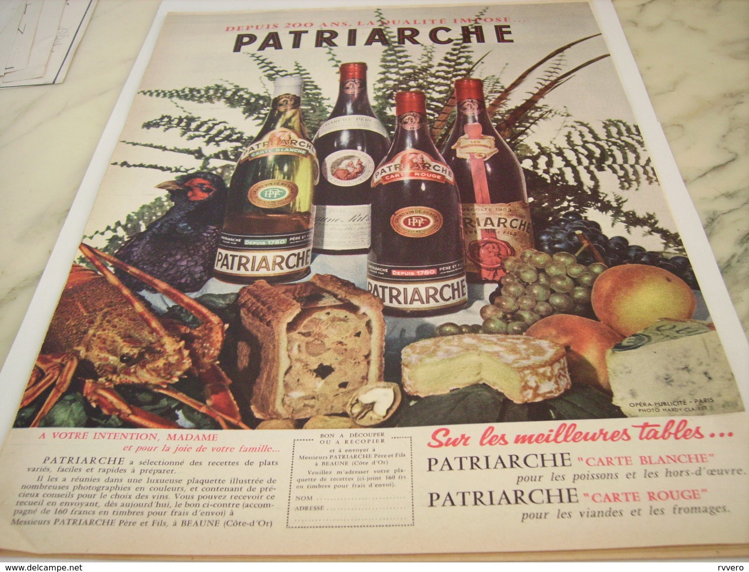 ANCIENNE PUBLICITE VIN LES  BOURGOGNES PATRIARCHE 1958 - Posters