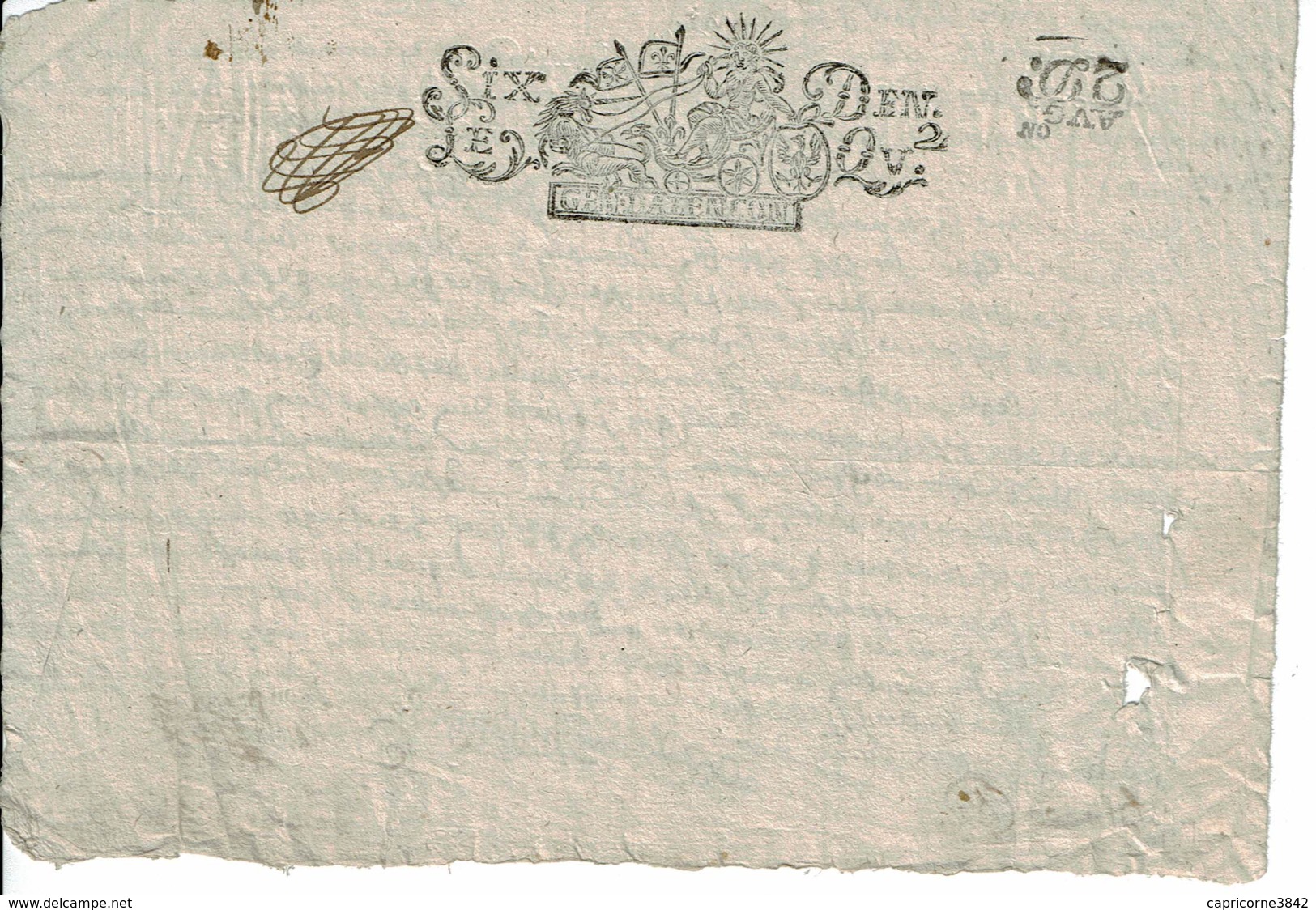 1690 - Document Manuscrit - Cachet Généralité D'Alençon - Taxe De 6 Deniers + 2 Deniers Le 1/4 De Feuille - Seals Of Generality