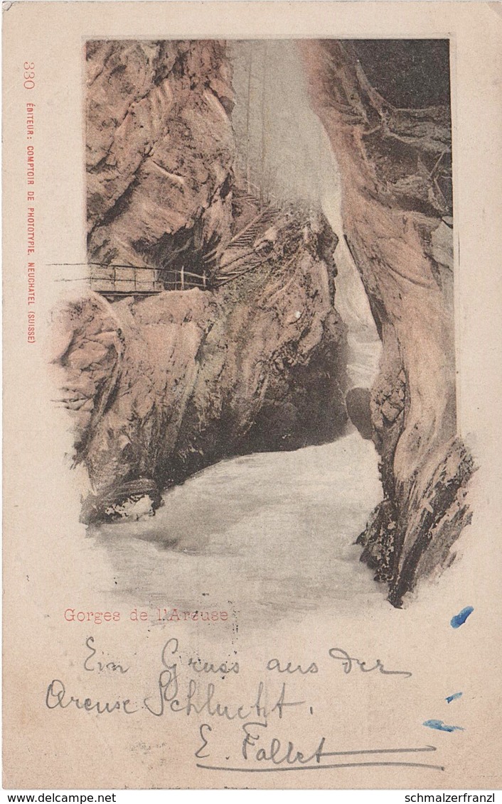 AK Gorges De L Areuse Schlucht 1899 Chemin Passerelle De Clées Boudry Bôle Auvernier Peseux Neuenburg NE Schweiz Suisse - Auvernier