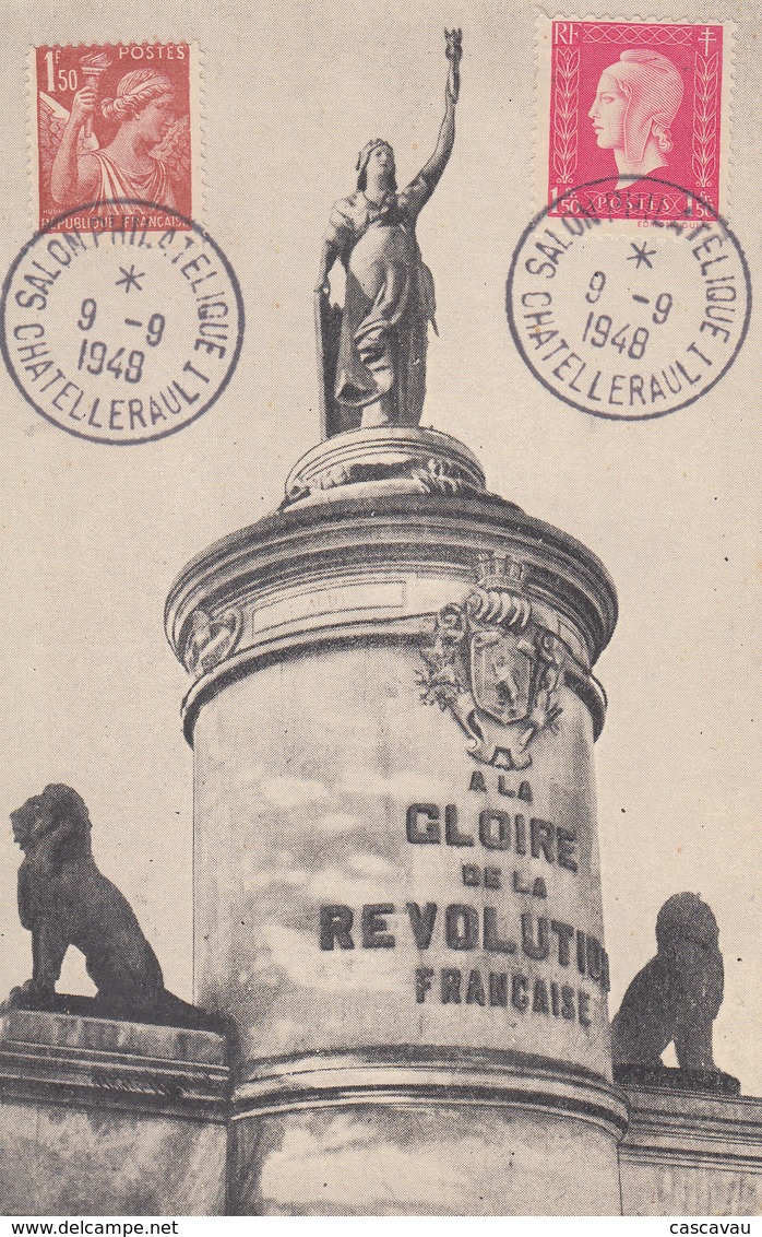 Carte   FRANCE   Salon   Philatélique   CHATELLERAULT   1948 - Esposizioni Filateliche
