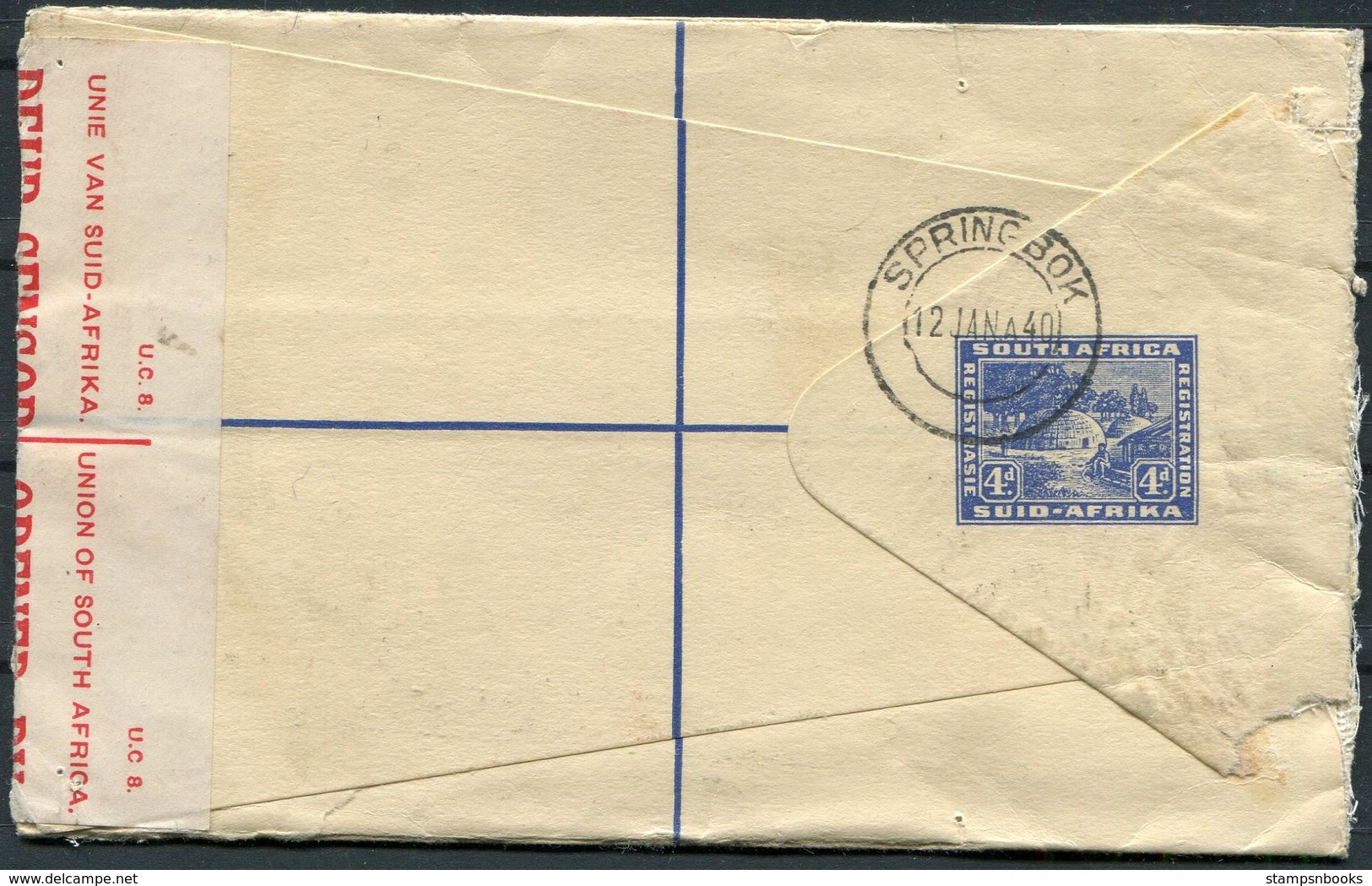 1940 South Africa Springbok Uprated Registered Letter - LUCERNE SWITZERLAND. Censor - Covers & Documents