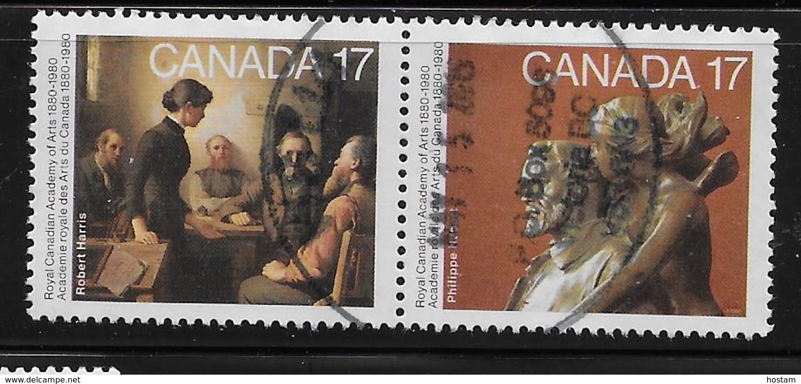 CANADA. 1980, # 850a, ACADEMY OF ARTS PAIR  Of  SE TENANT  USED - Oblitérés