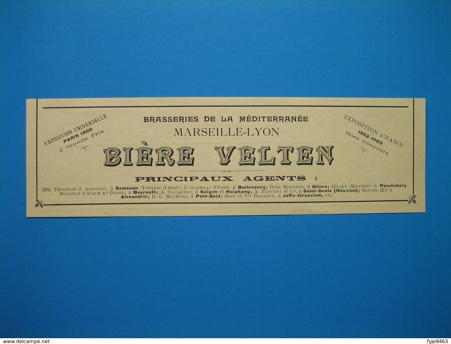 (1906) Brasseries De La Méditerranée Marseille-Lyon - BIÈRE VELTEN - - Unclassified