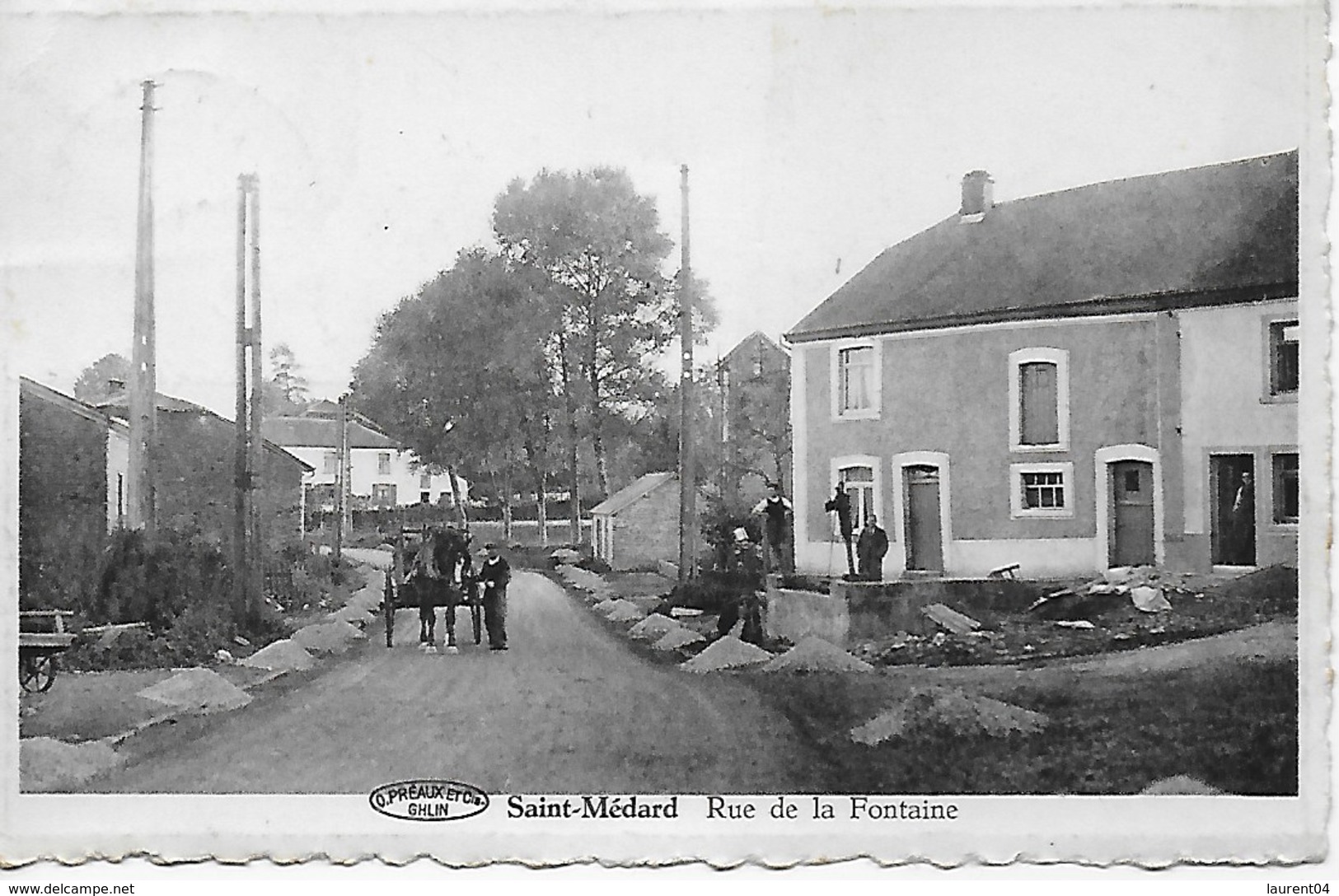 HERBEUMONT. SAINT-MEDARD. RUE DE LA FONTAINE. BELLE ANIMATION AVEC ATTELAGE. - Herbeumont