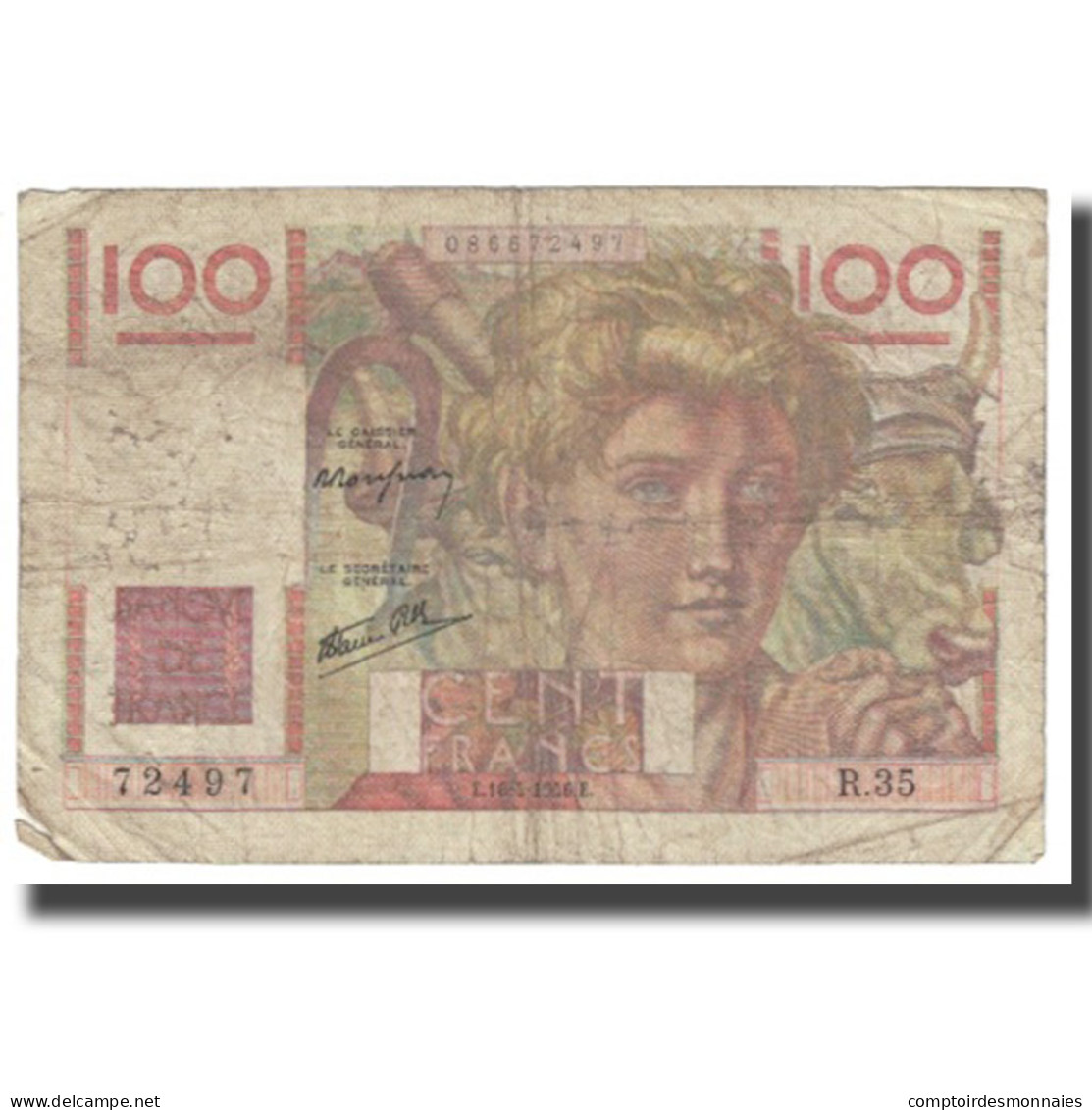 France, 100 Francs, Jeune Paysan, 1946, P. Rousseau And R. Favre-Gilly - 100 F 1945-1954 ''Jeune Paysan''