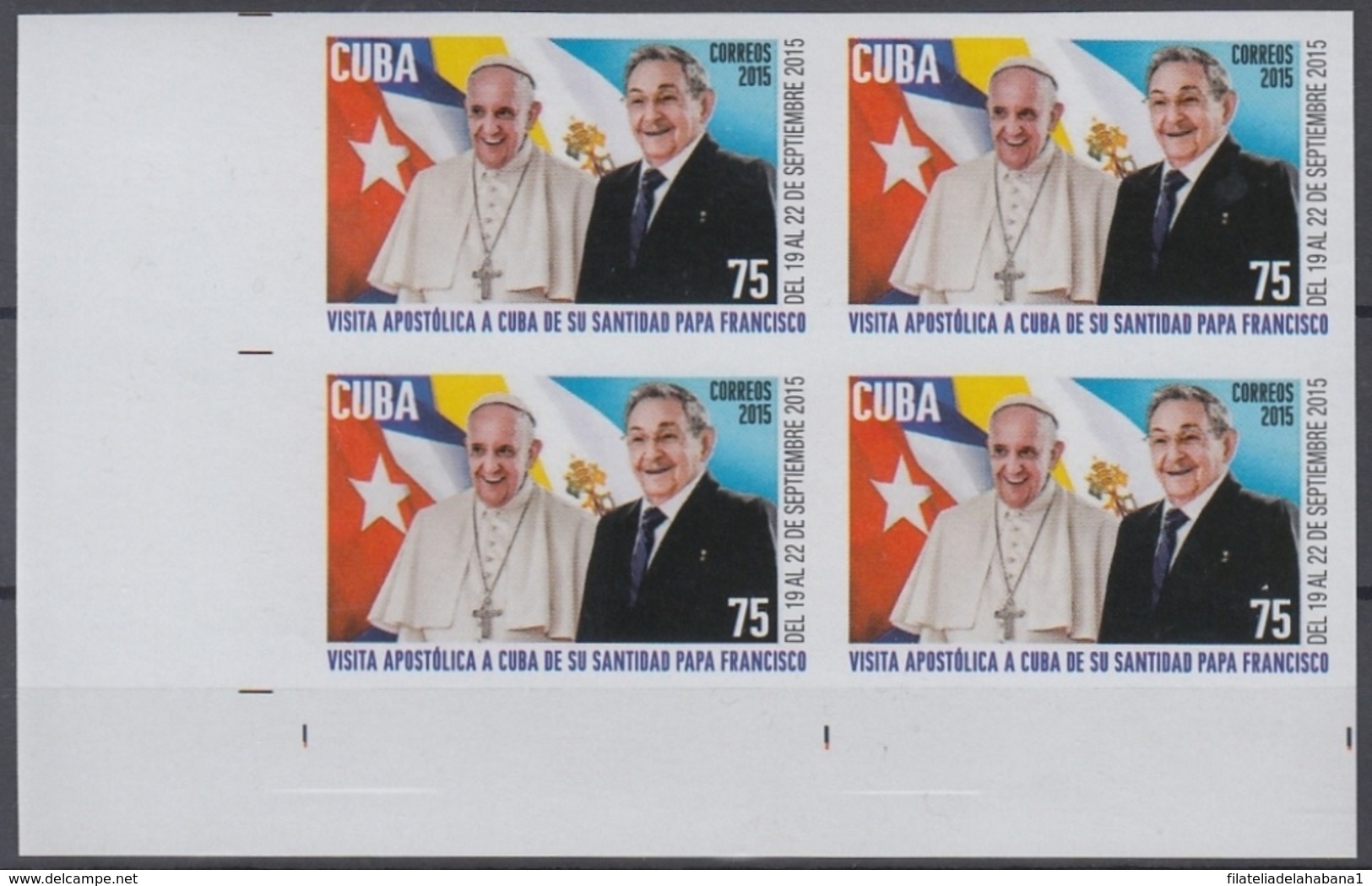 2015.224 CUBA 2015 MNH PROOF IMPERFORATE VISITA PAPA FRANCISCO I VATICAN POPE FRANCIS I BLOCK 4. - Unused Stamps