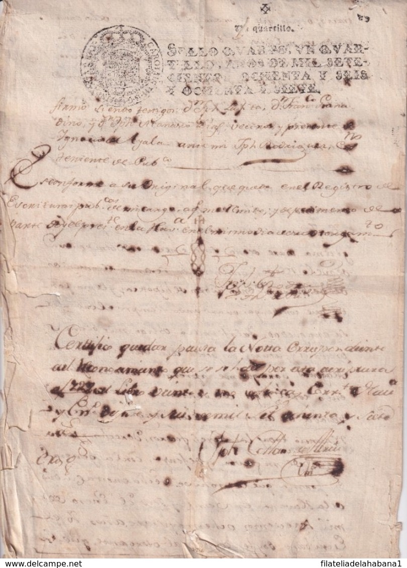 E6300 CUBA SPAIN 1787 DOC INGENIO DE AZUCAR SANTO CRISTO DEL BUEN VIAJE SUGAR MILLS. - Documentos Históricos