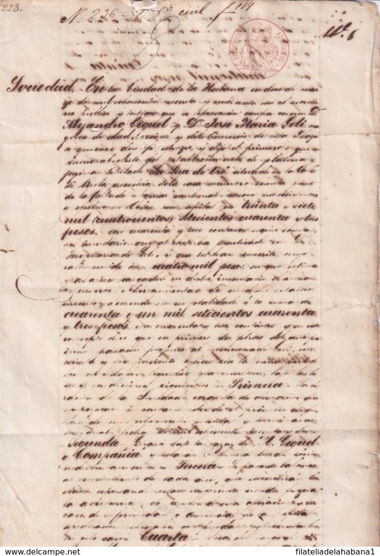 E6307 CUBA SPAIN 1860 FUNDACION SOCIEDAD JOYERIA PLATERIA LA LIRA DE ORO JEWERLY. - Historical Documents