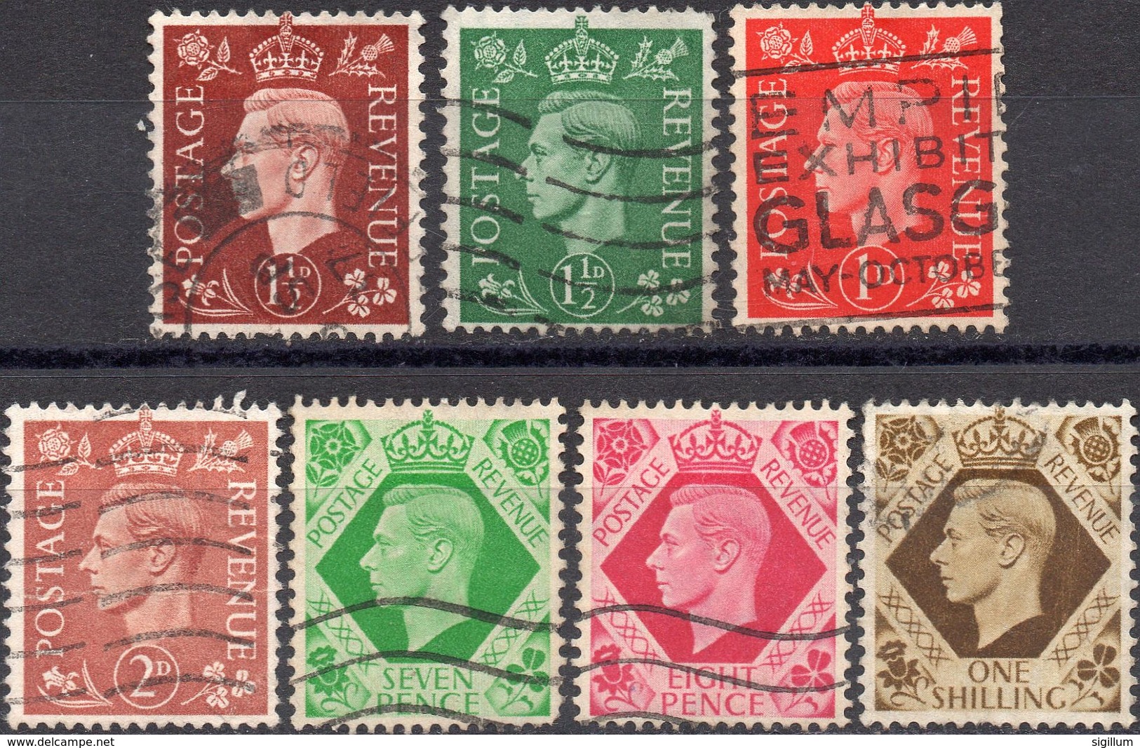 GRAN BRETAGNA 1937/1952 - RE GEORGE VI - 7 VALORI USATI - Used Stamps