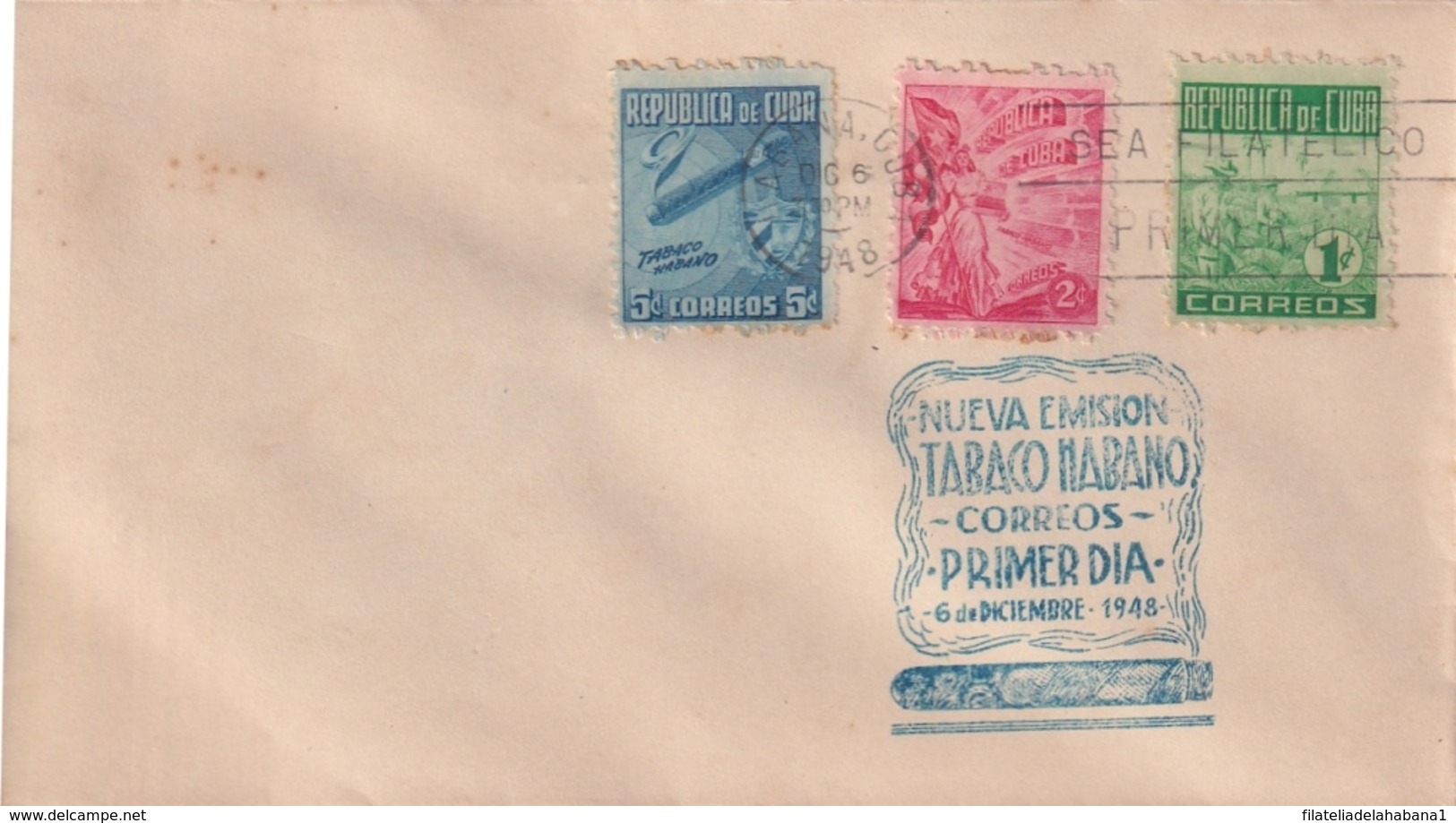 1948-FDC-131 CUBA REPUBLICA 1948 FDC PROPAGANDA DEL TABACO TOBACCO SECOND ISSUE - FDC