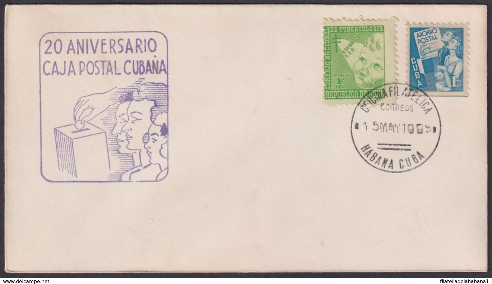 1959-CE-47 CUBA 1959 SPECIAL CANCEL CAJA POSTAL DE AHORRO, VIOLET CANCEL - Other & Unclassified