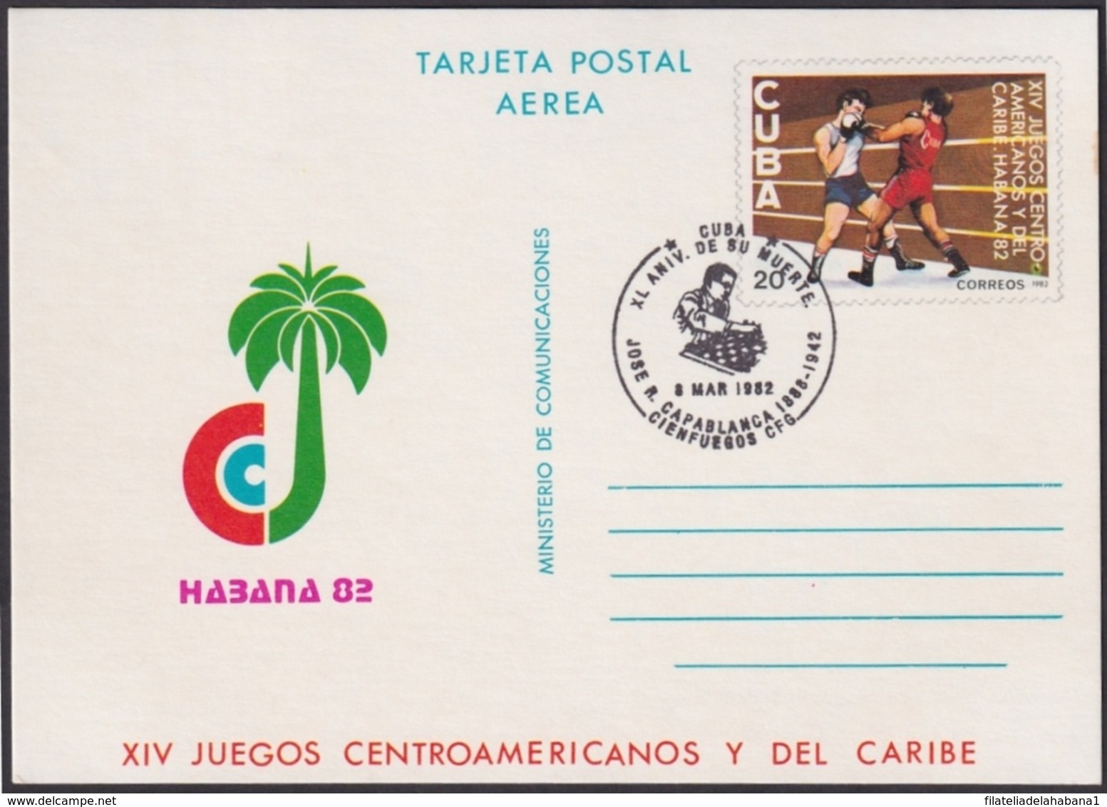 1982-CE-24 CUBA 1982 SPECIAL CANCEL 40 ANIV MUERTE JOSE RAUL CAPABLANCA AJEDREZ CHESS - Other & Unclassified