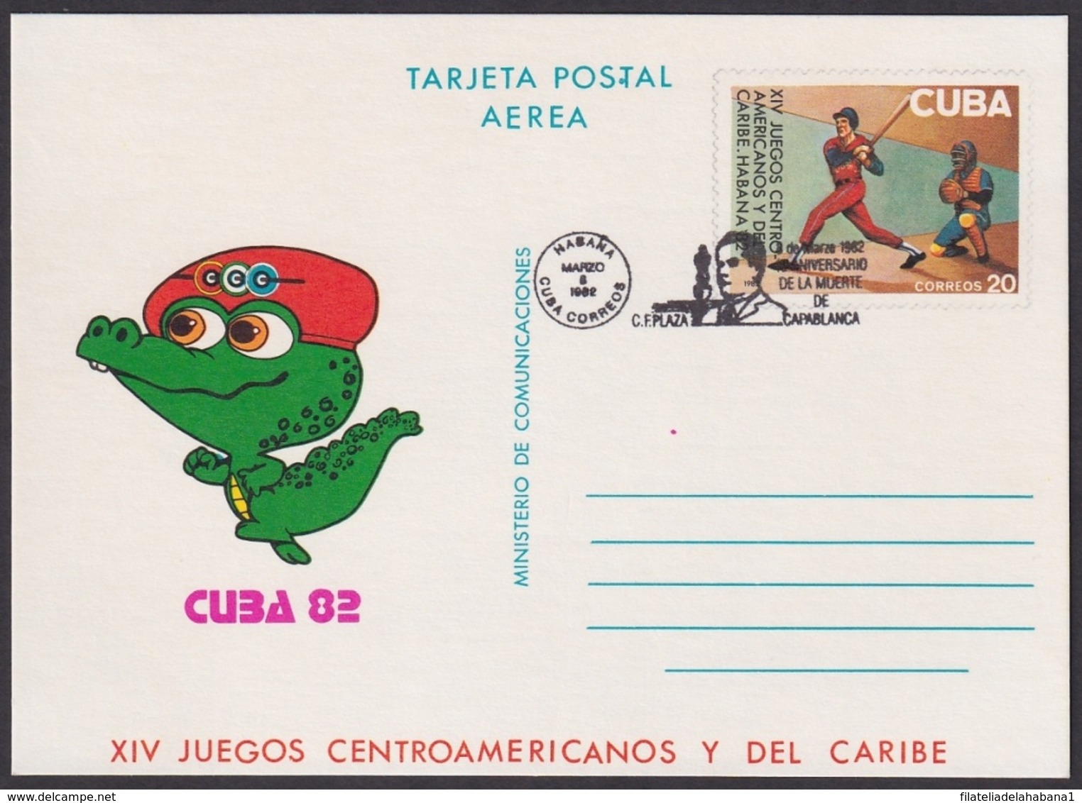 1982-CE-25 CUBA 1982 SPECIAL CANCEL 40 ANIV MUERTE JOSE RAUL CAPABLANCA AJEDREZ CHESS - Other & Unclassified