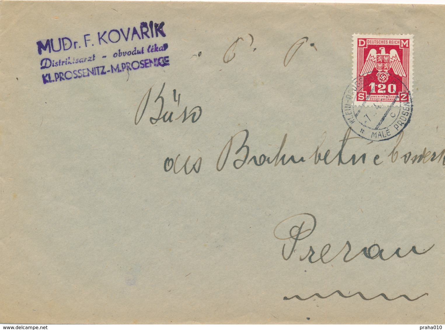 BuM (IMG2981) - Böhmen Und Mähren (1943) Klein-Prossenitz - Male Prosenice (letter) Tariff: 1,20 K - Briefe U. Dokumente