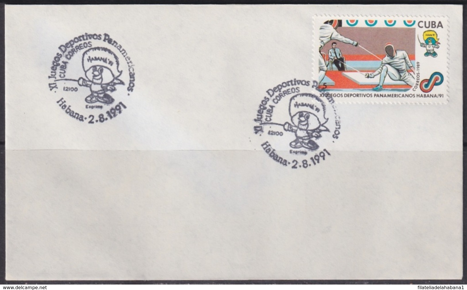 1991-CE-203 CUBA 1991 SPECIAL CANCEL PANAMERICAN GAMES ESGRIMA FANCING. - Other & Unclassified